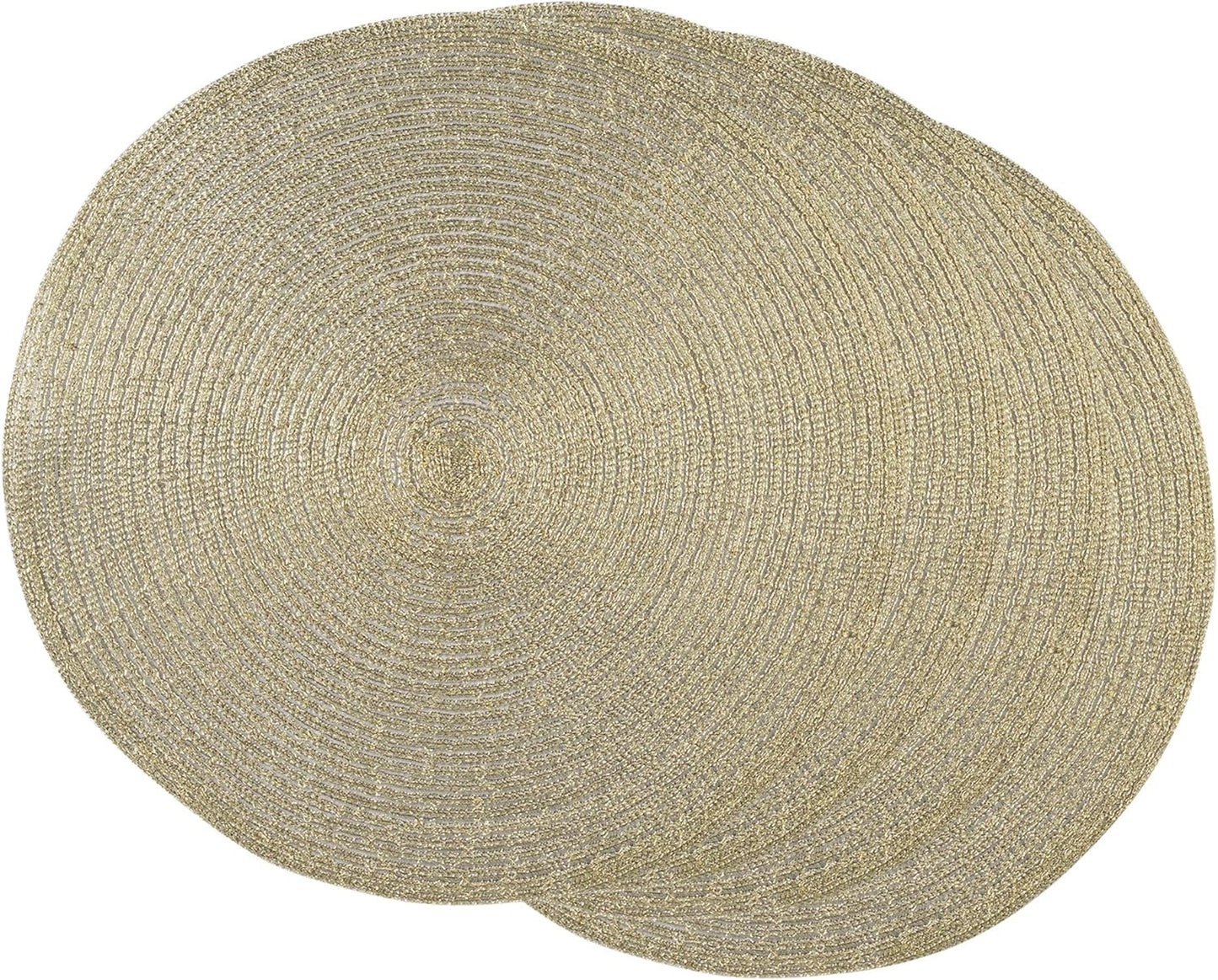 Runde gewebte Platzsets (4er-Set), Champagnerfarben / Goldfarben