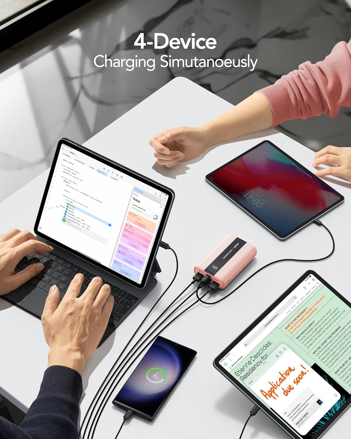 Powerbank mit Schnellladefunktion, Rosa