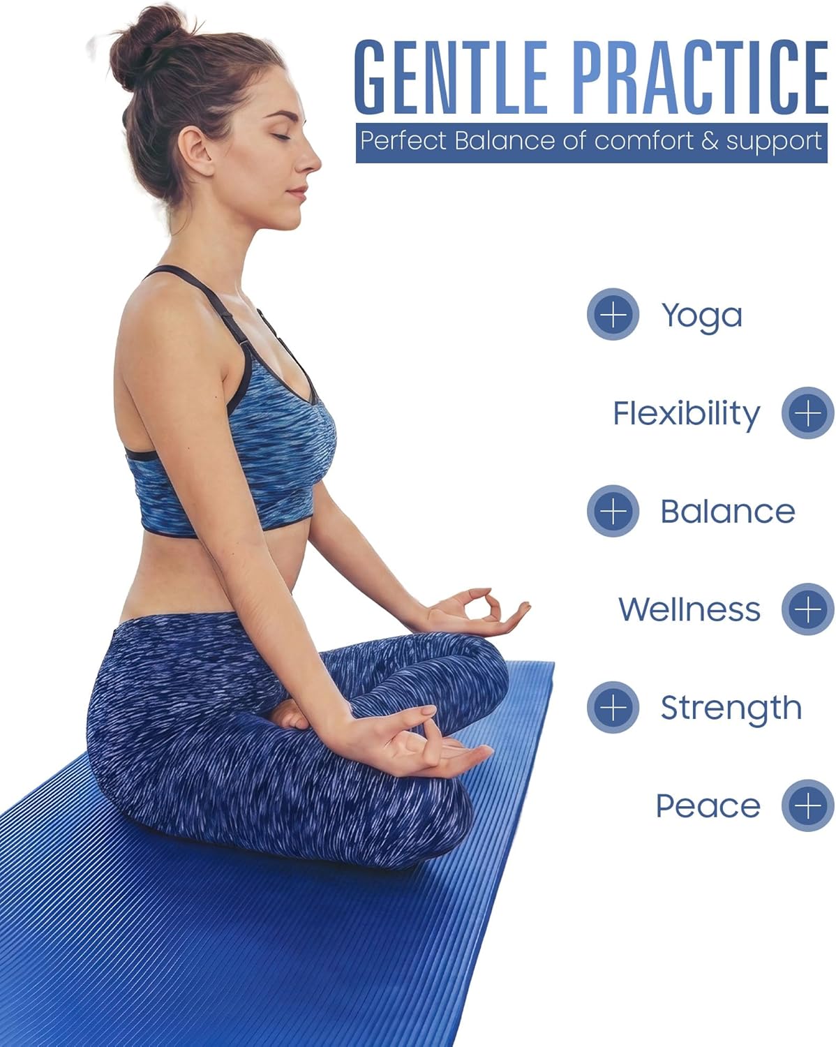 Yoga Gymnastikmatte Dicker Weichschaum (10mm), Blau