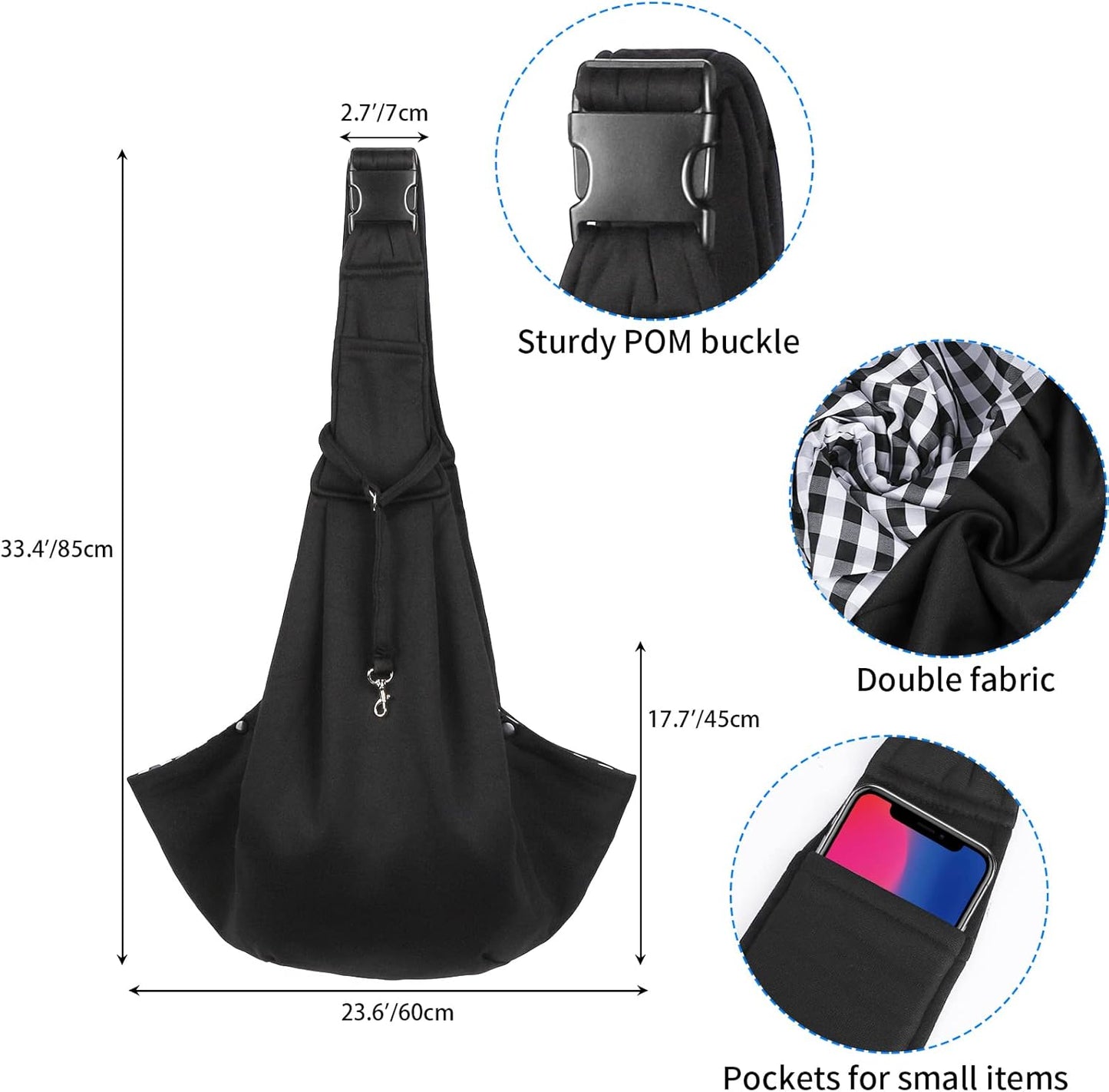 Verstellbare Hundetragetasche für kleine Haustiere bis 7.5 kg, Schwarz