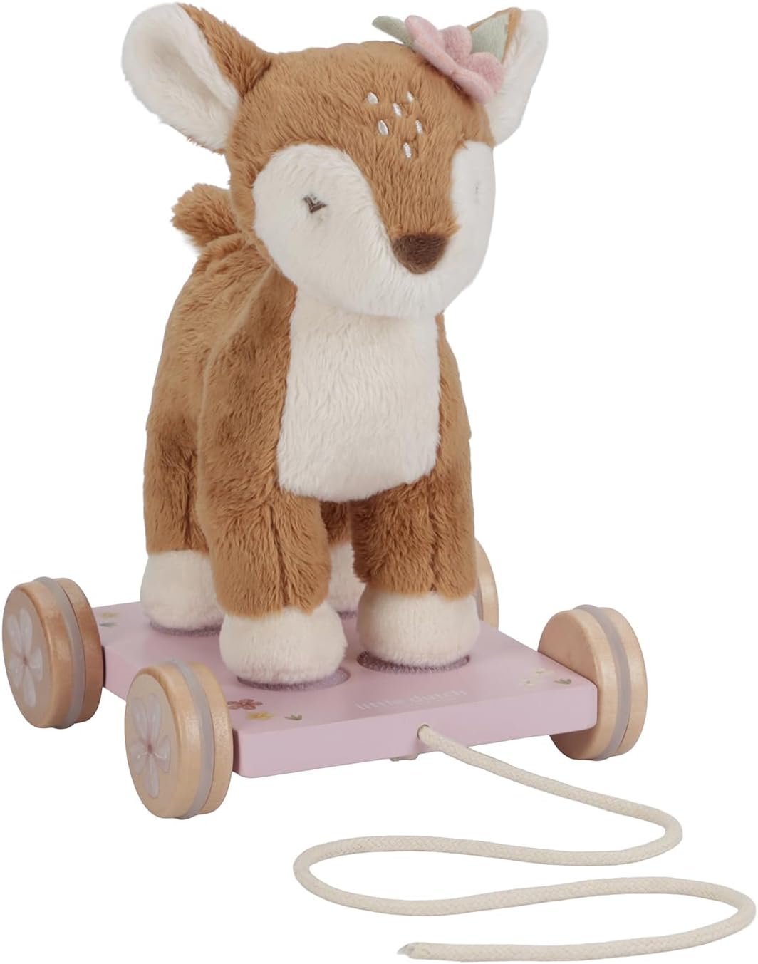 Nachziehtier Reh mit abnehmbarem Kuscheltier