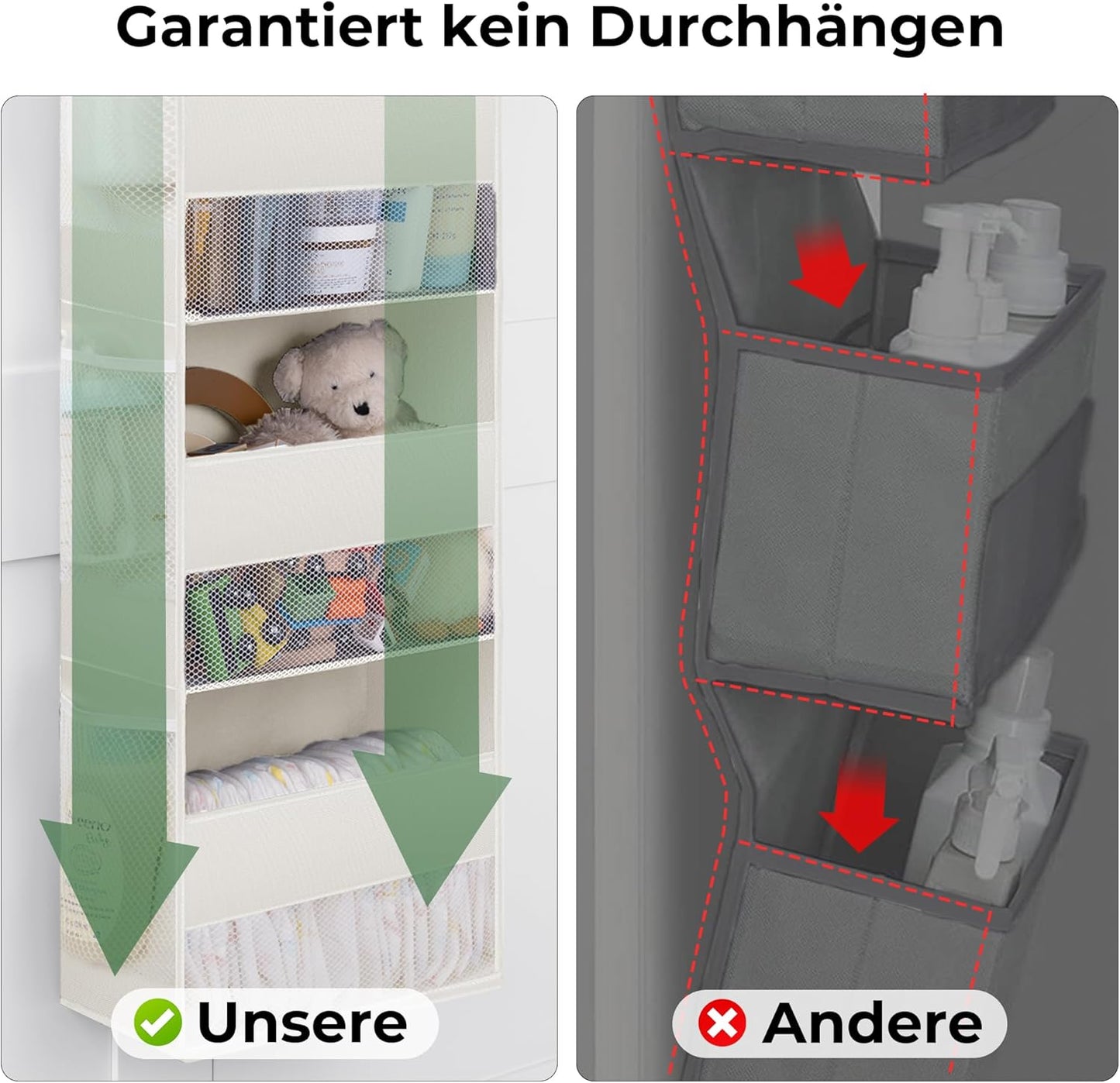 Tür-Hängeregal, 4 Fächern Beige - 1 Stück