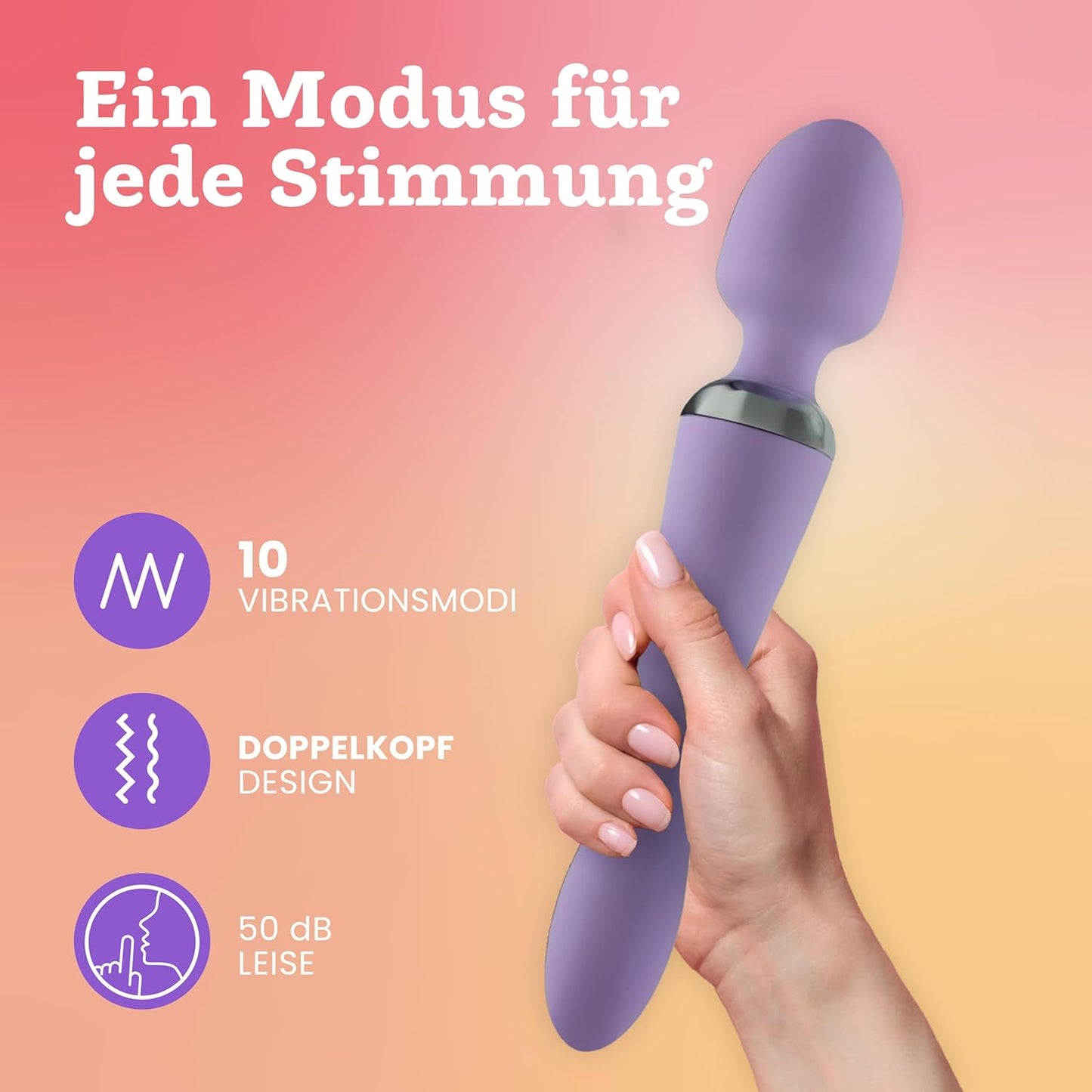 Doppelkopf Vibrator mit 10 Vibrationsmodi, Flieder