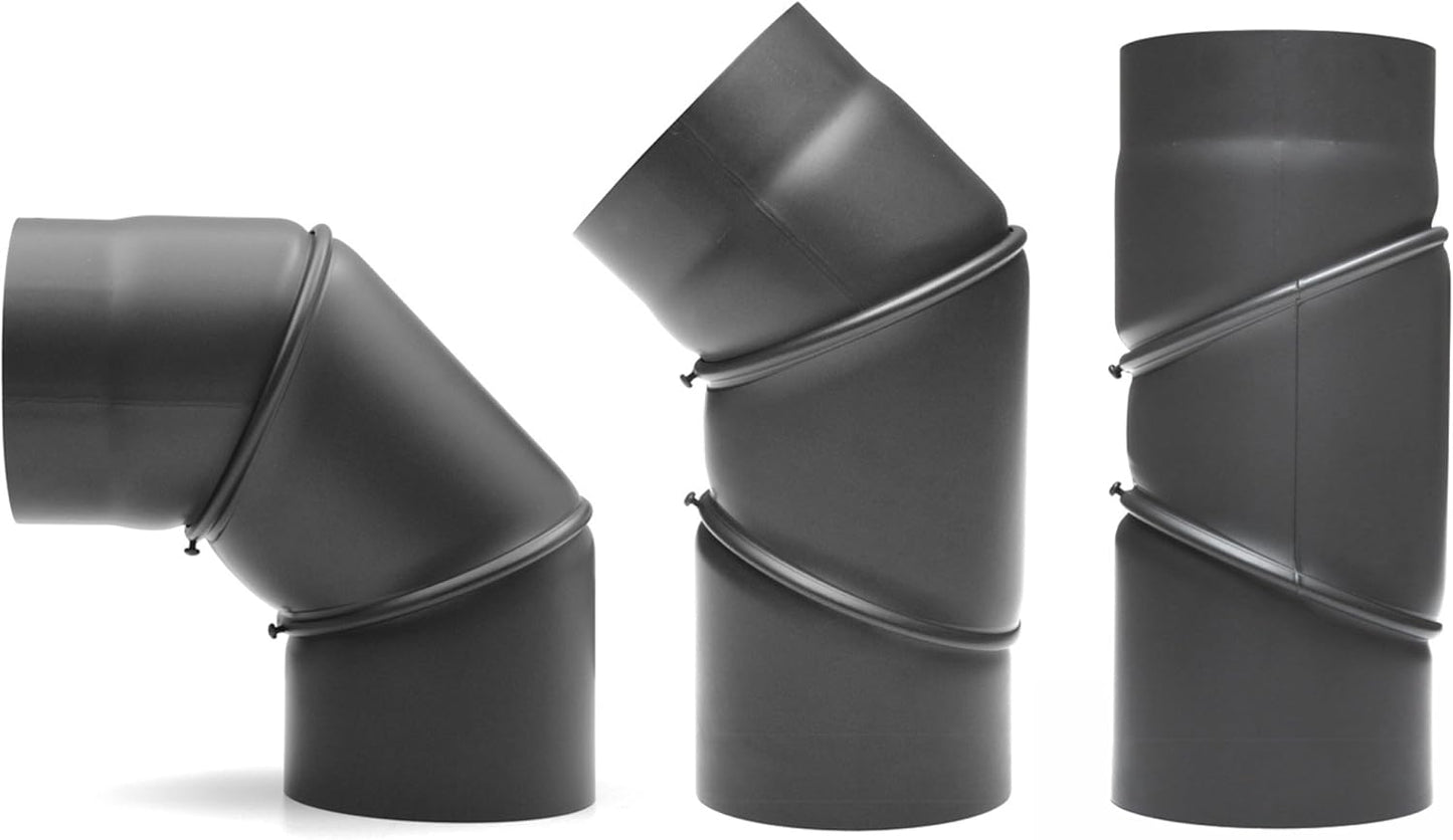 Rauchrohrbogen drehbar 0-90° (3-teilig, Ø 120 mm), 120 Gussgrau