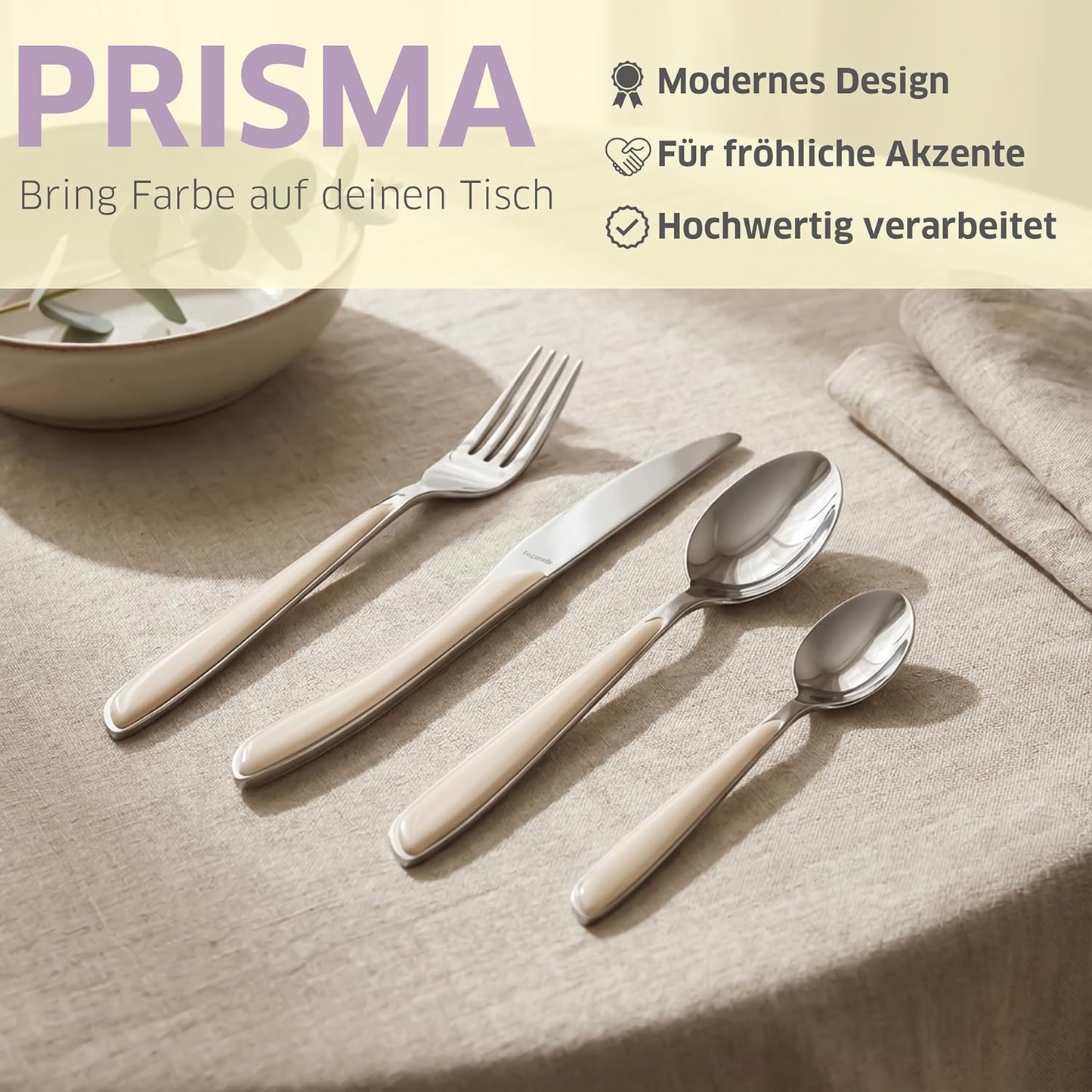 Prisma Besteckset für 6 Personen, 24-teilig Baumwoll-weiss | 24-teilig
