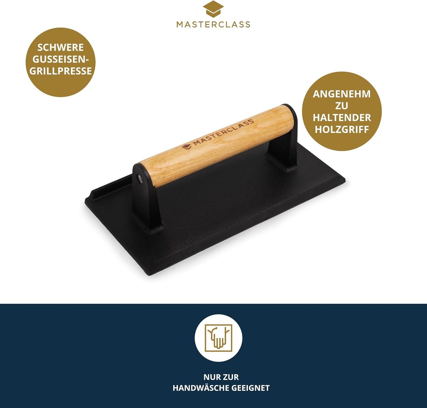 Gusseisen Grillpresse mit Holzgriff