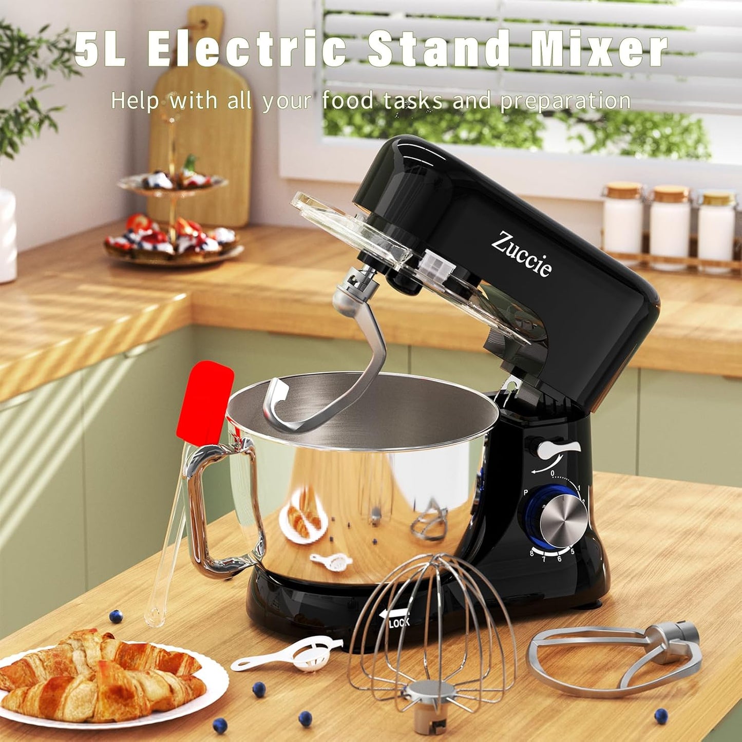 Küchenmaschine mit Edelstahlschüssel, Schwarz