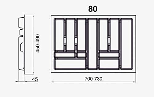 Besteckkasten für 80cm Schubladen, Weiss, Schubladen 80