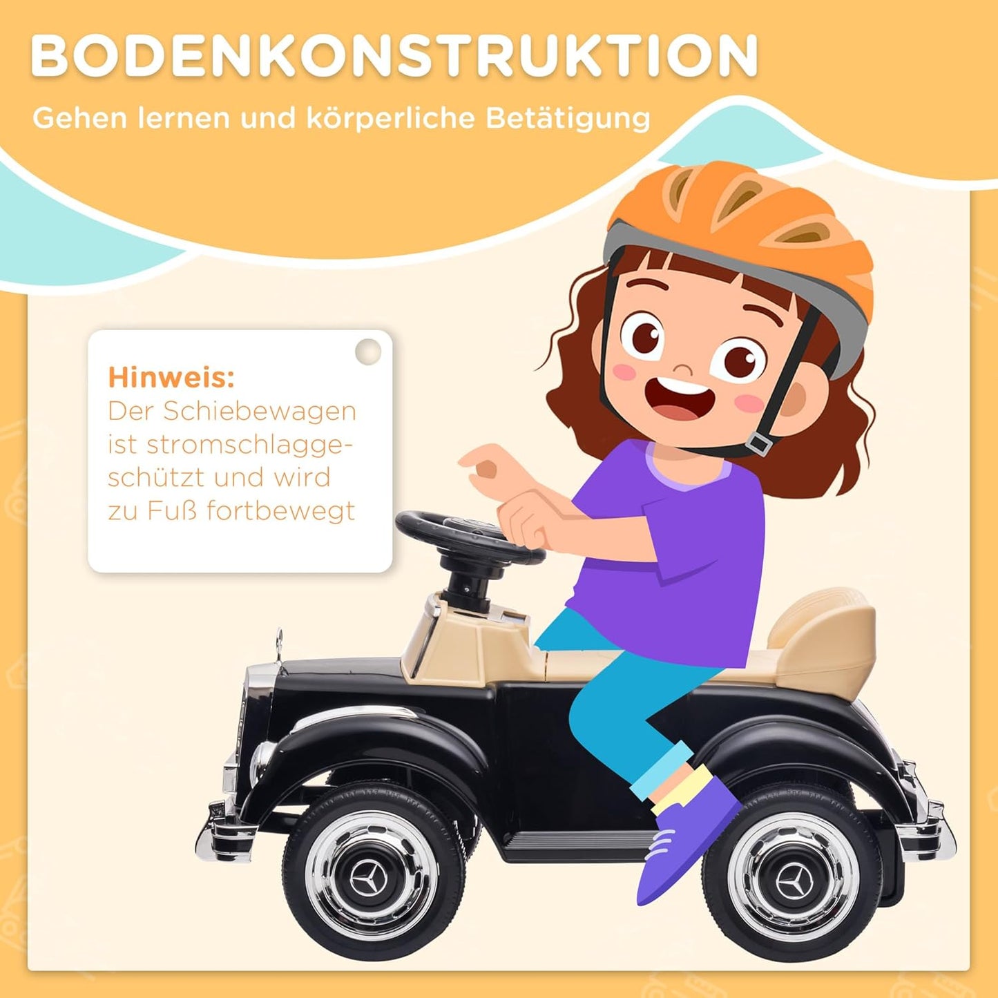 Rutschauto mit Kippschutz, Schwarz