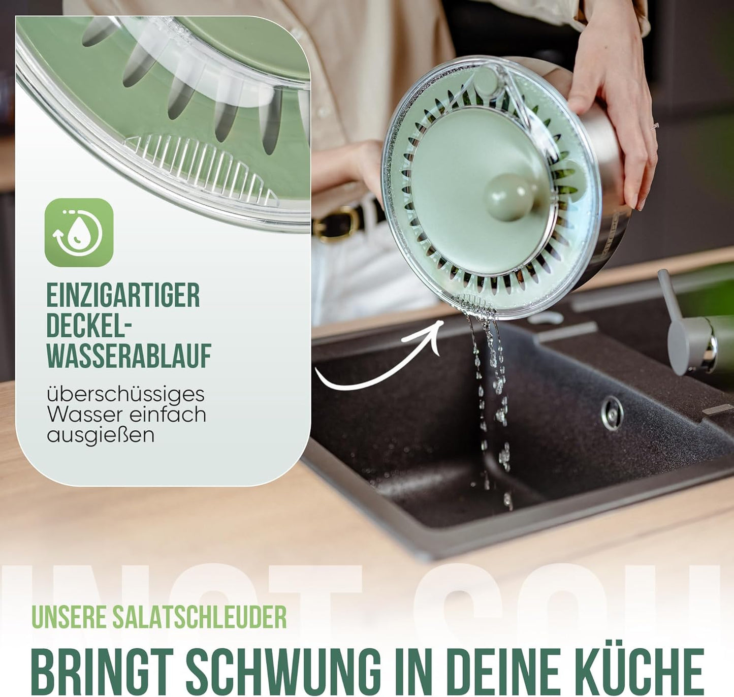 Salatschleuder mit Kurbelantrieb