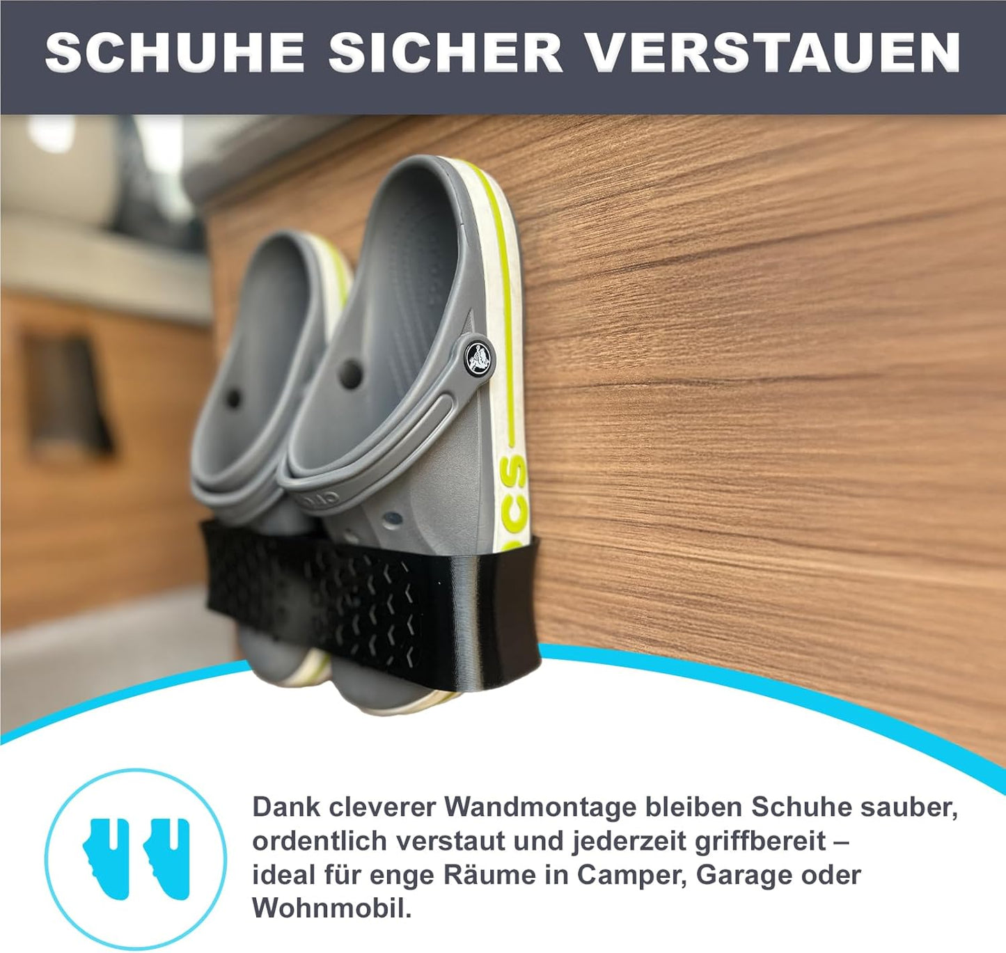 Schuhhalter für Camper und enge Räume, Schwarz