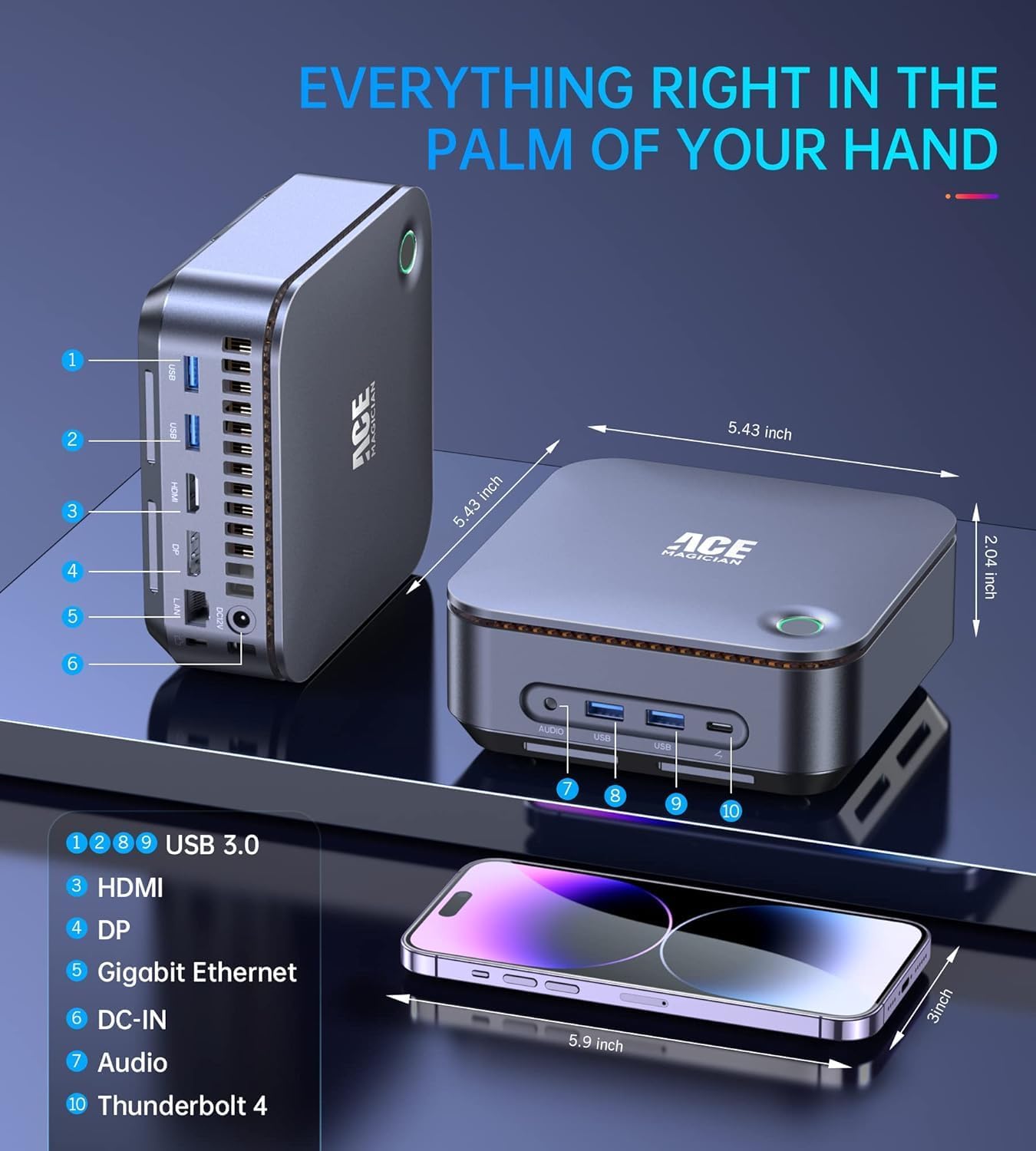 Mini PC TK11 mit Core i5, Lautsprecher & Fingerabdruck, Core i7 11390H/16GB DDR4+ 512GB SSD