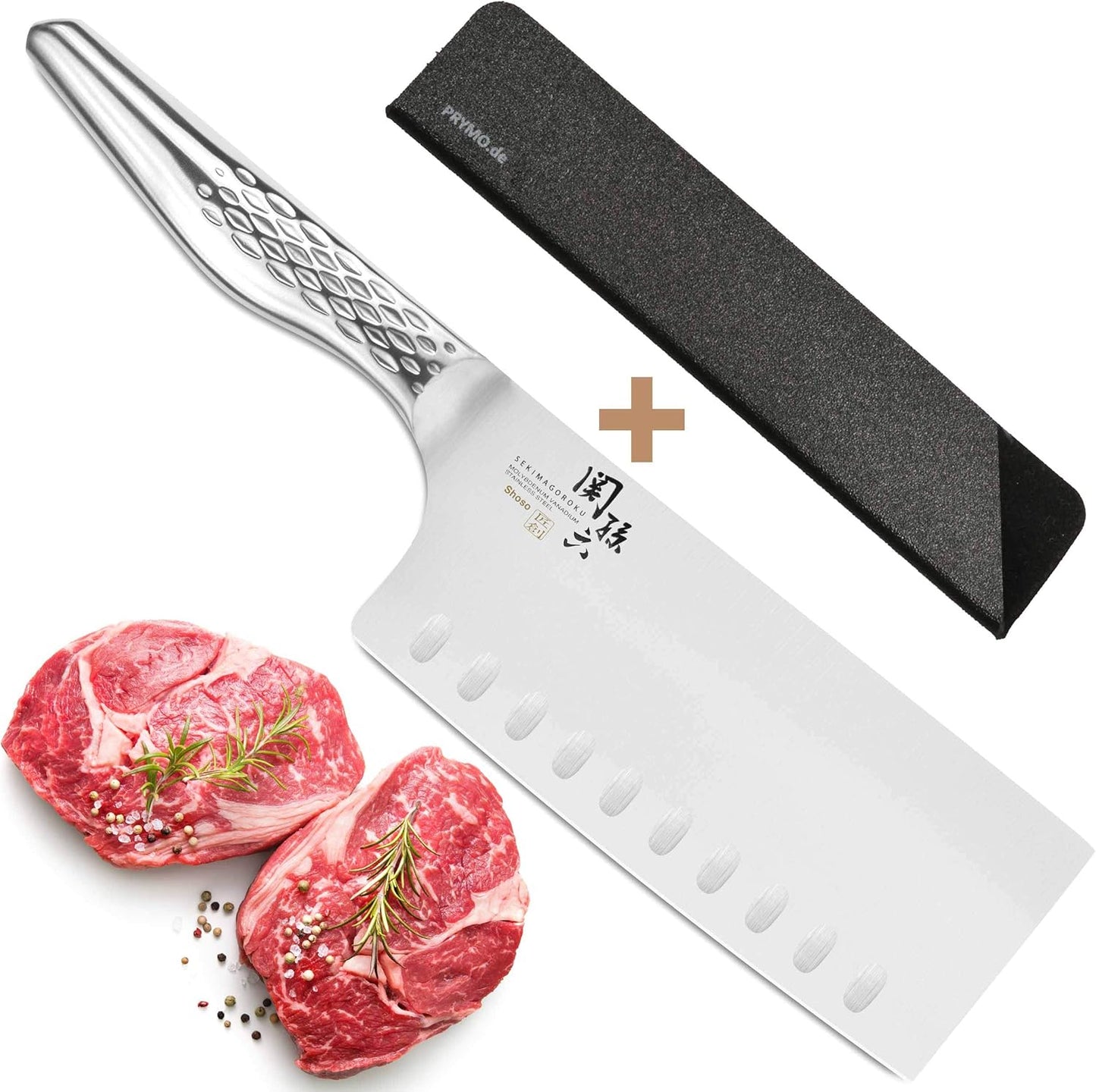 Seki Magoroku Shoso Hackmesser mit Klingenschutz, 10) China-Kochmesser 16cm
