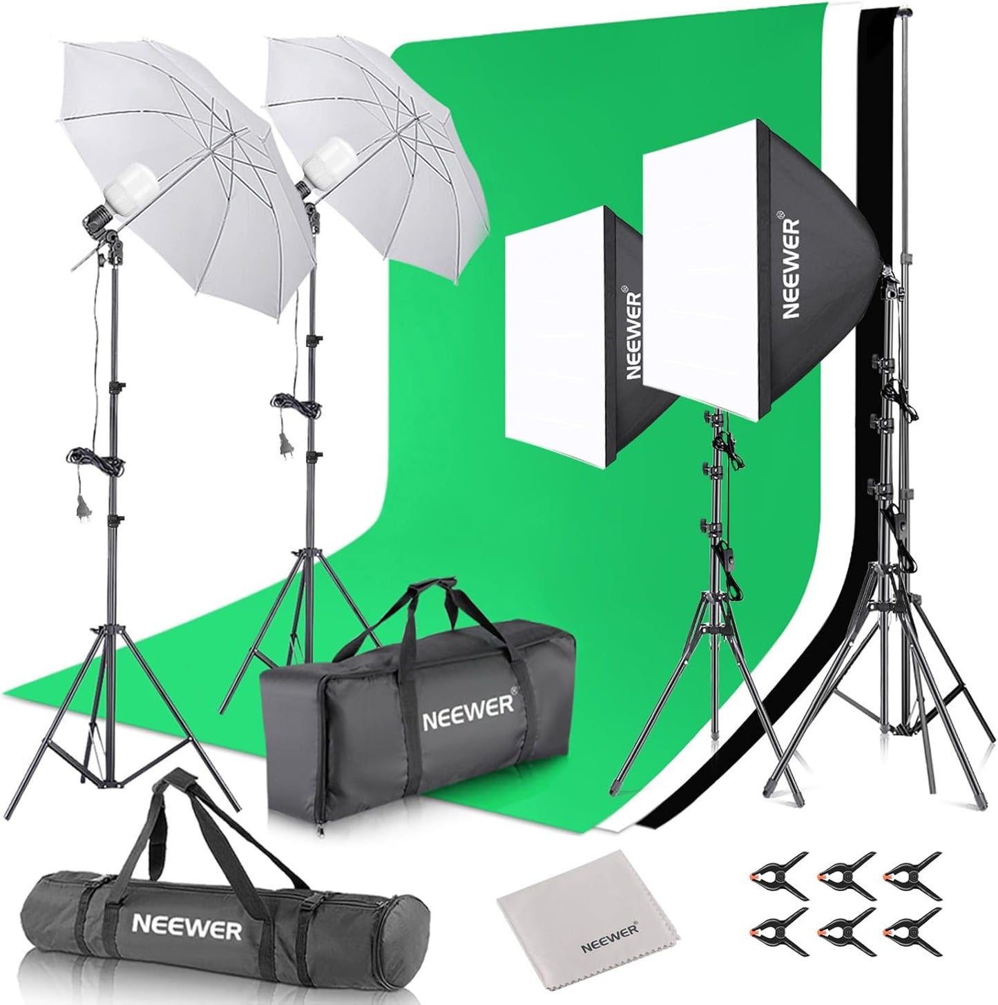 Fotostudio-Lichtset mit Hintergrund, NK100 mit Reinigungstuch