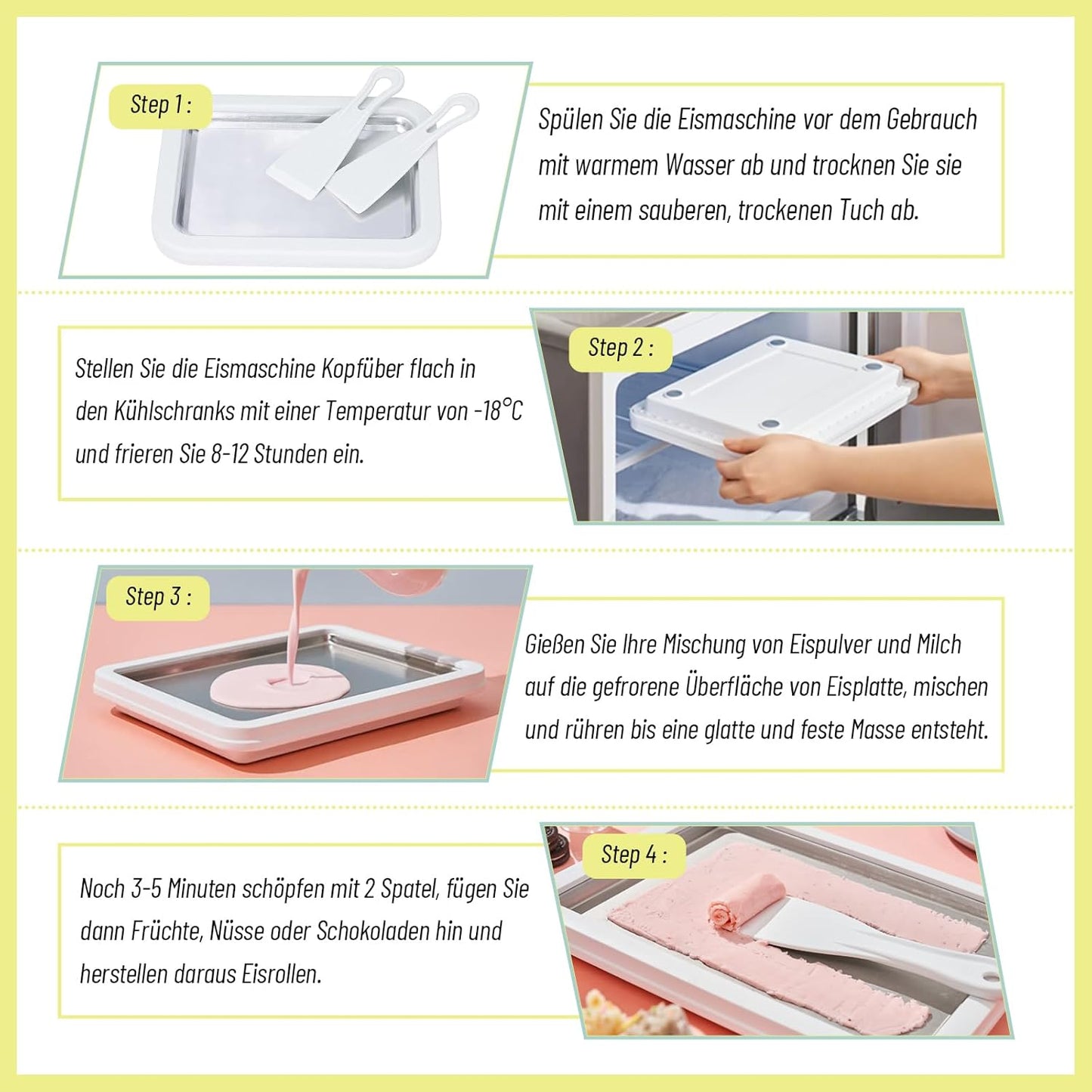 Eisplatte für Eis Rolls, Gelb