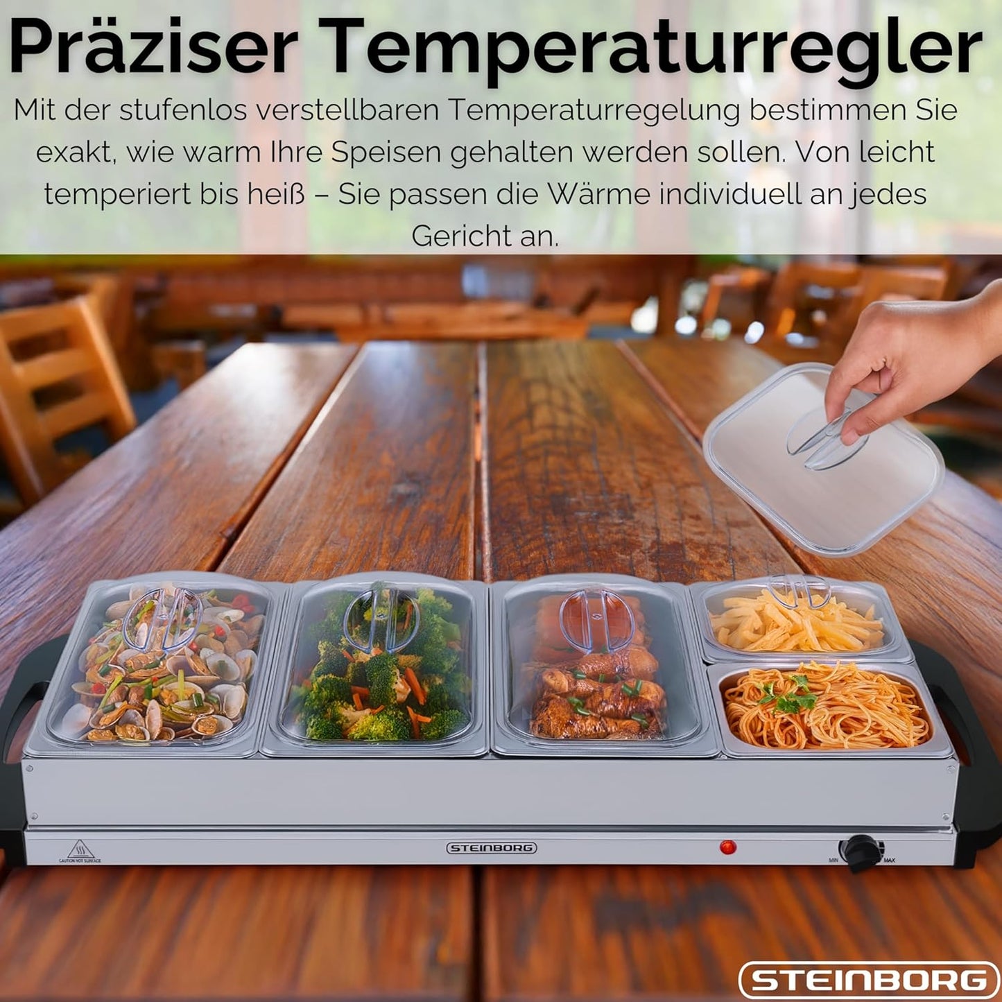 Buffetwärmer mit 5 Speisebehältern