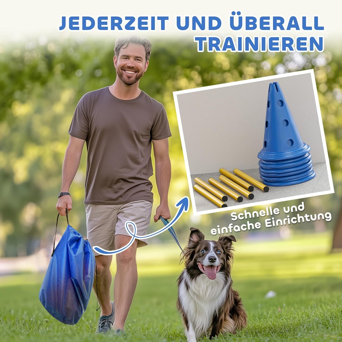 3-teiliges Agility-Trainingsset für Hunde, 3-teilig Blau
