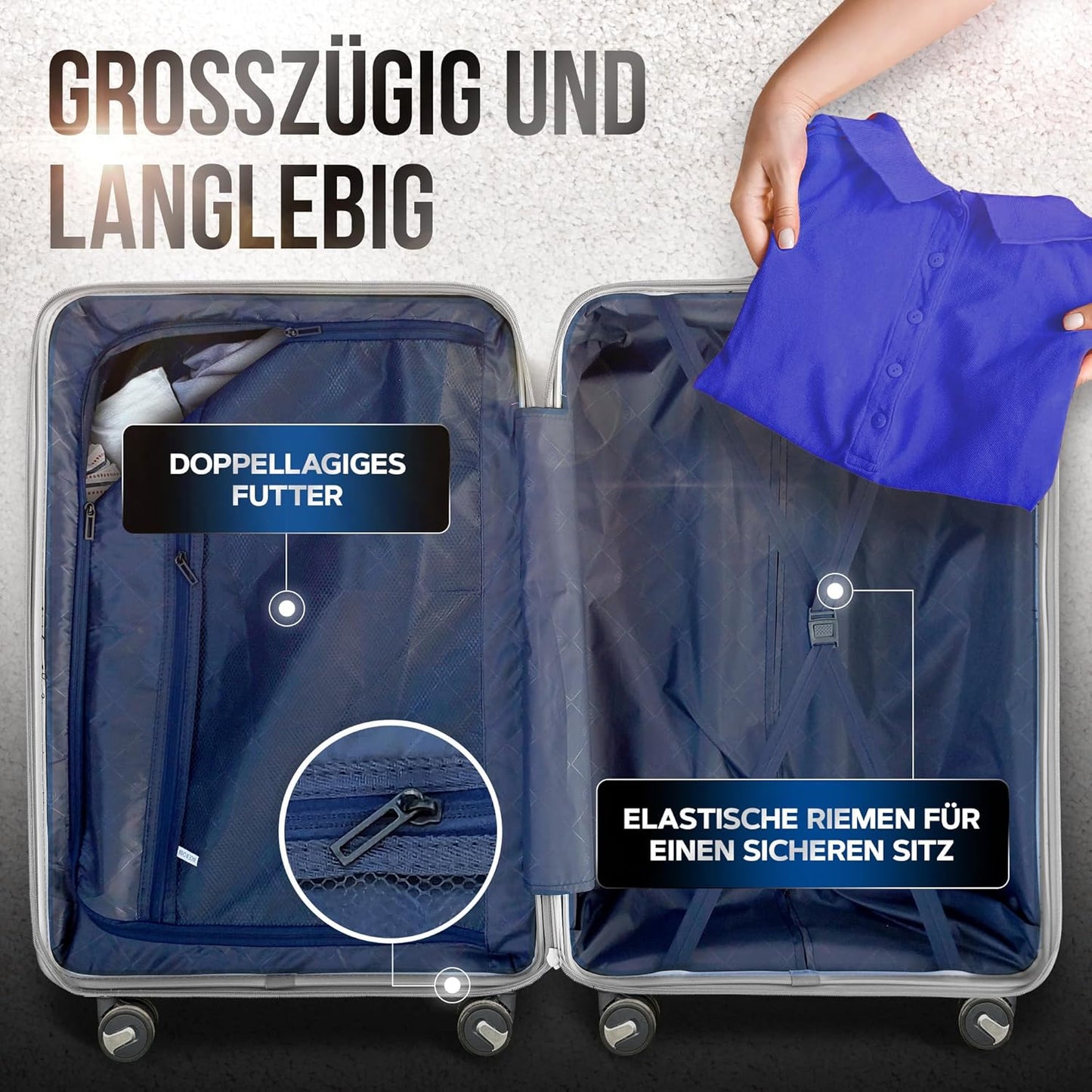 3-teiliges Hartschalenkoffer-Set, Grau V3 Set