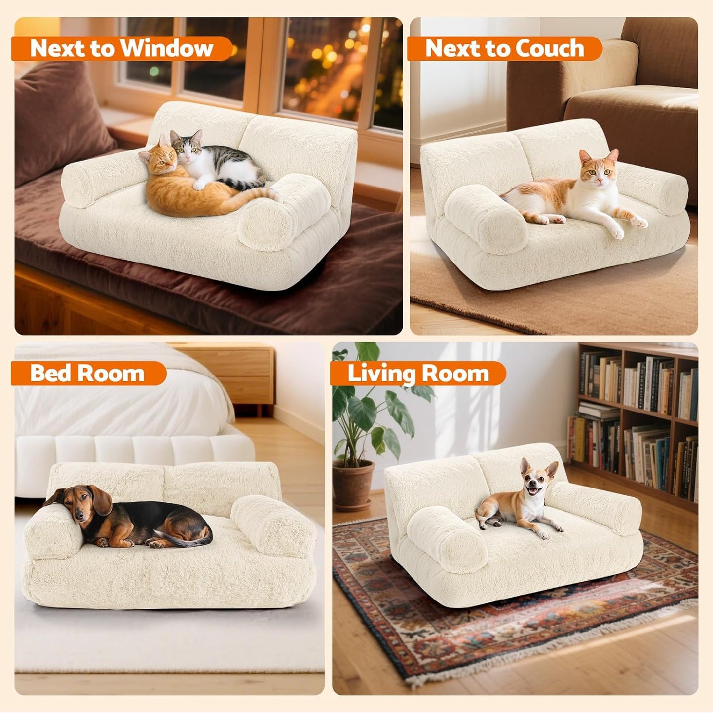 Orthopädisches Katzensofa mit abnehmbarem Bezug, Tea Milk Color 1