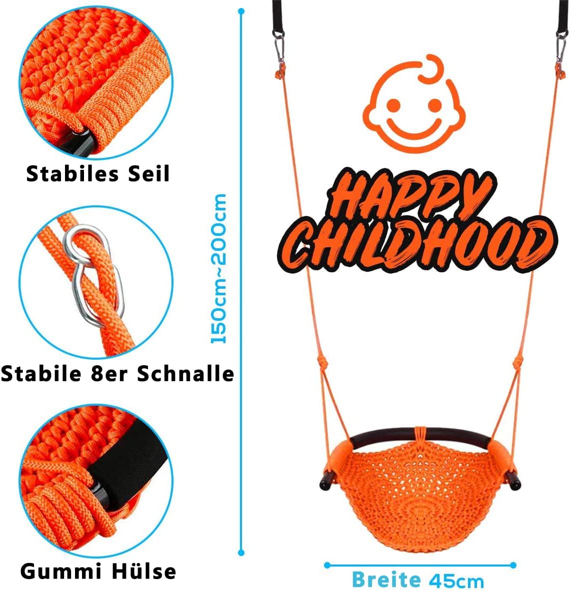 Seilschaukelsitz, Orange