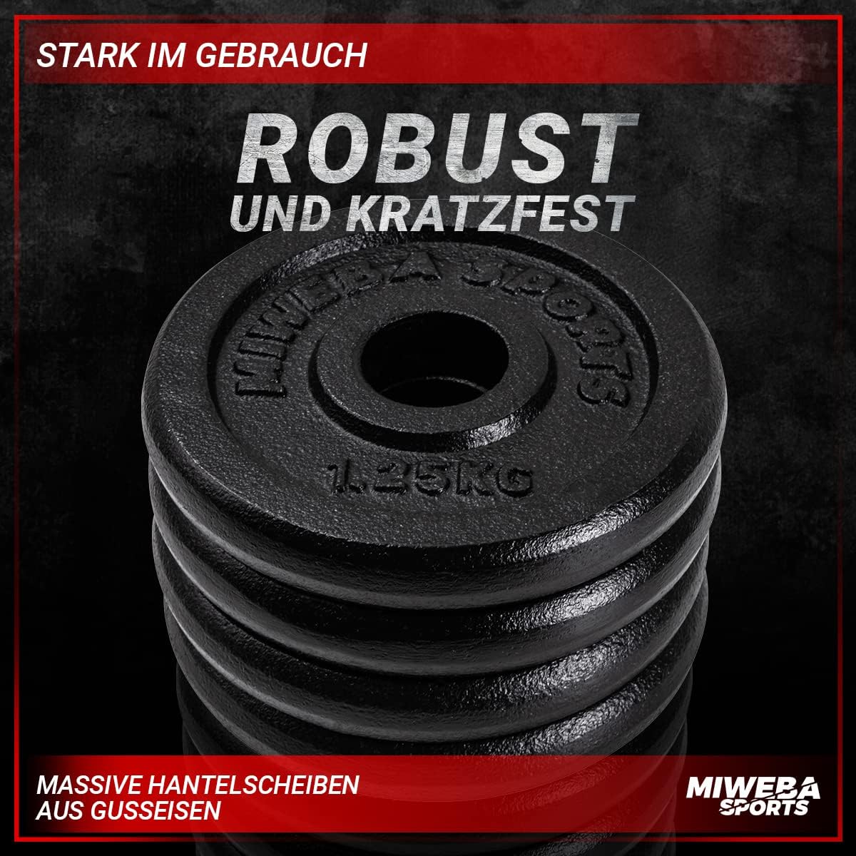 Hantelscheiben-Set aus Gusseisen, 4x 1.25 Kg