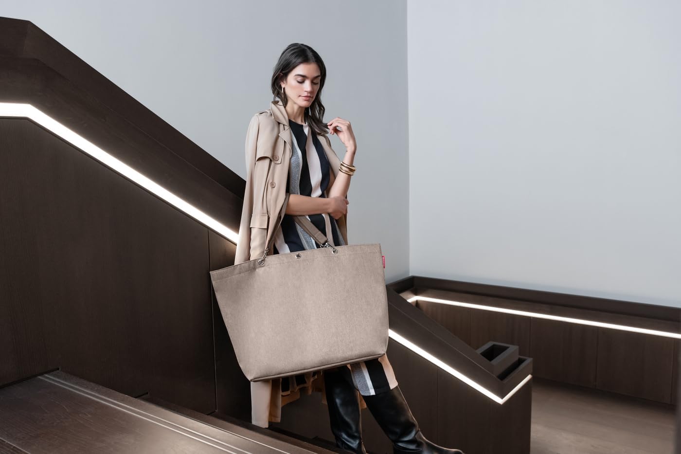 Shopper XL Herringbone Mokka, Herringbone Mokka