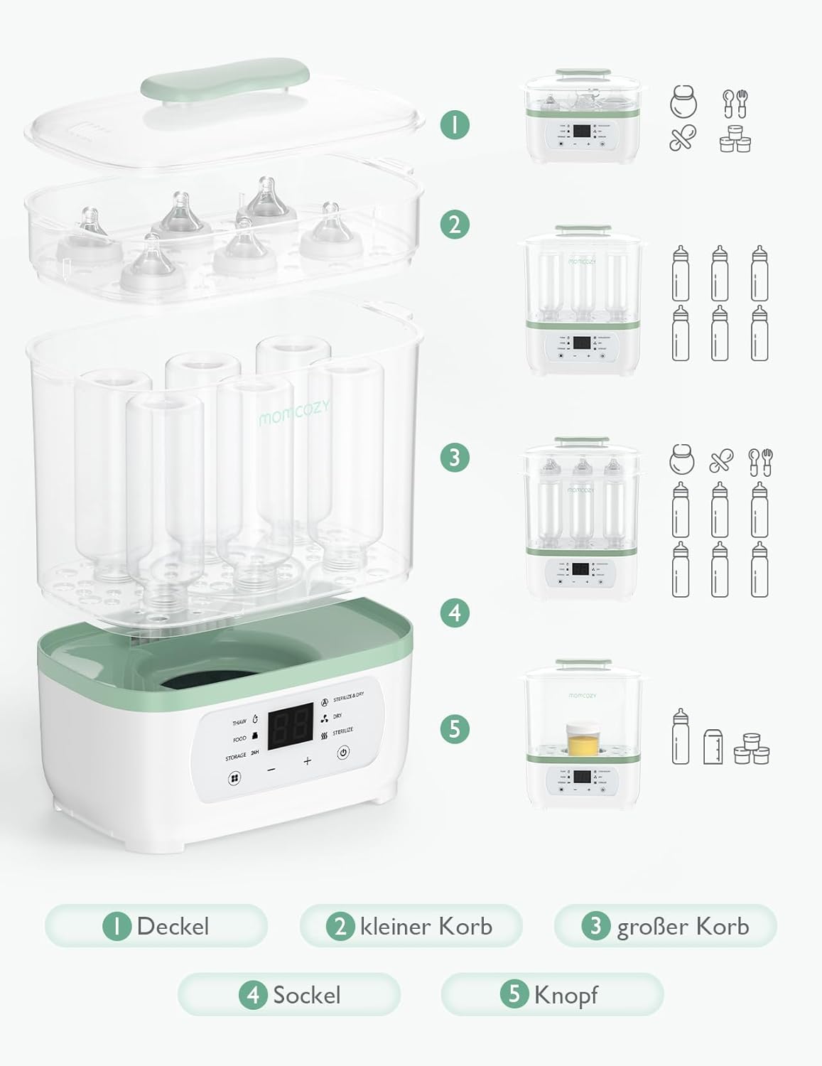 3-in-1 Babyflaschen-Dampfsterilisator