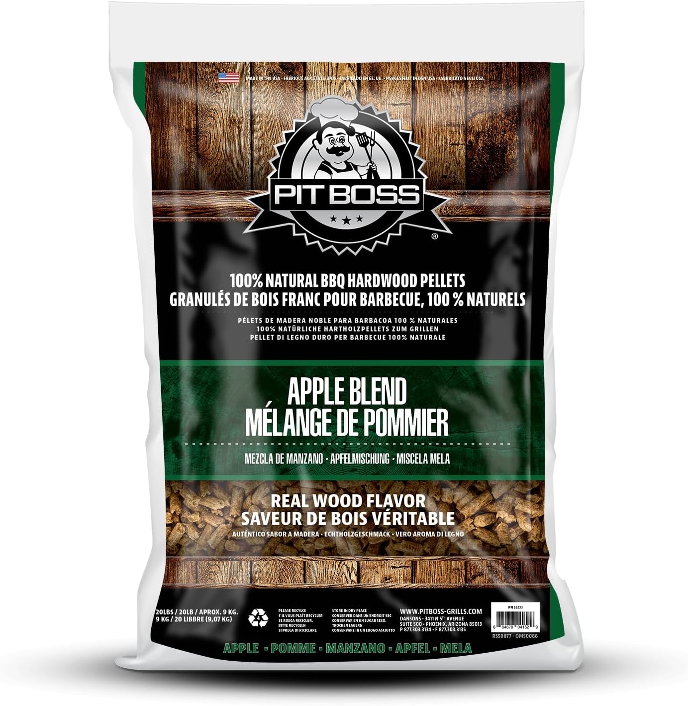 Holzpellets für Pelletgrills und Smoker (9 kg), Apfel