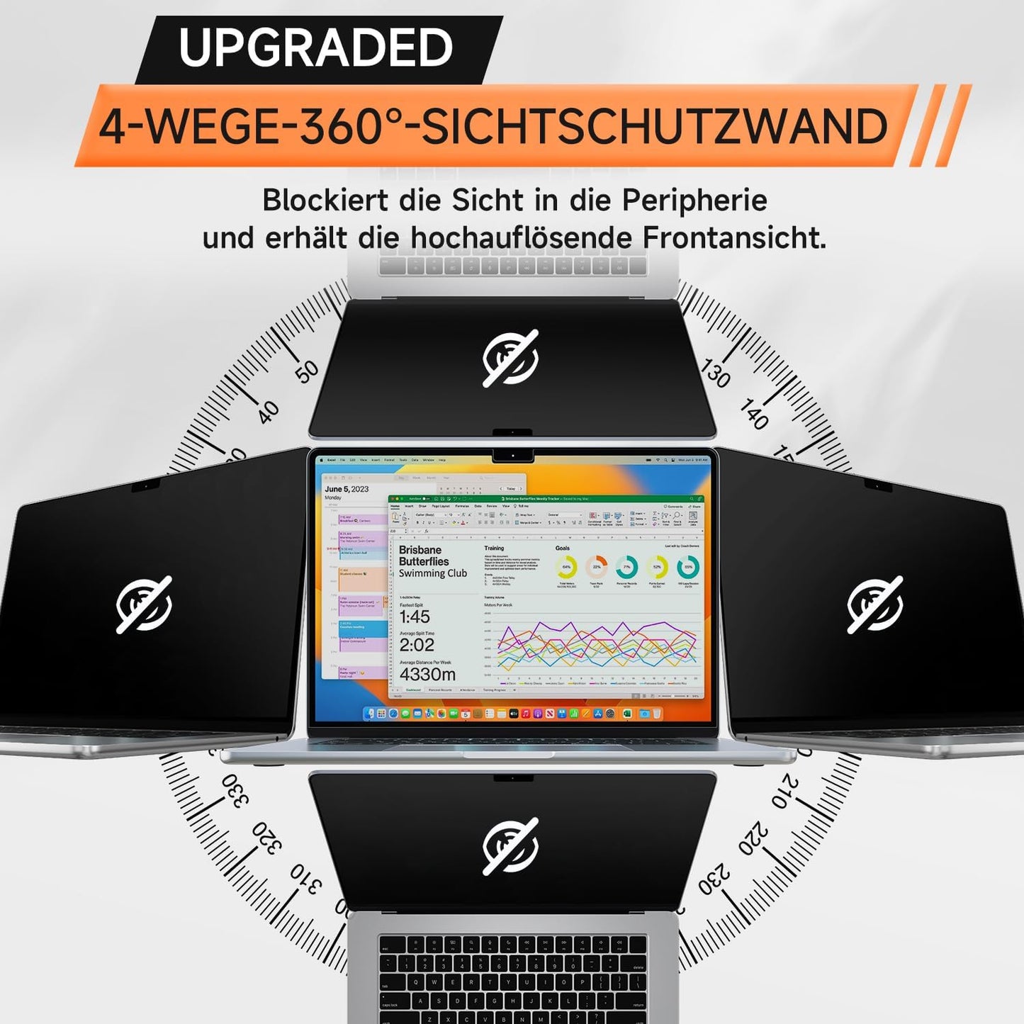 360° Sichtschutzfolie für MacBook Pro & Air, Macbook Pro 13 Zoll
