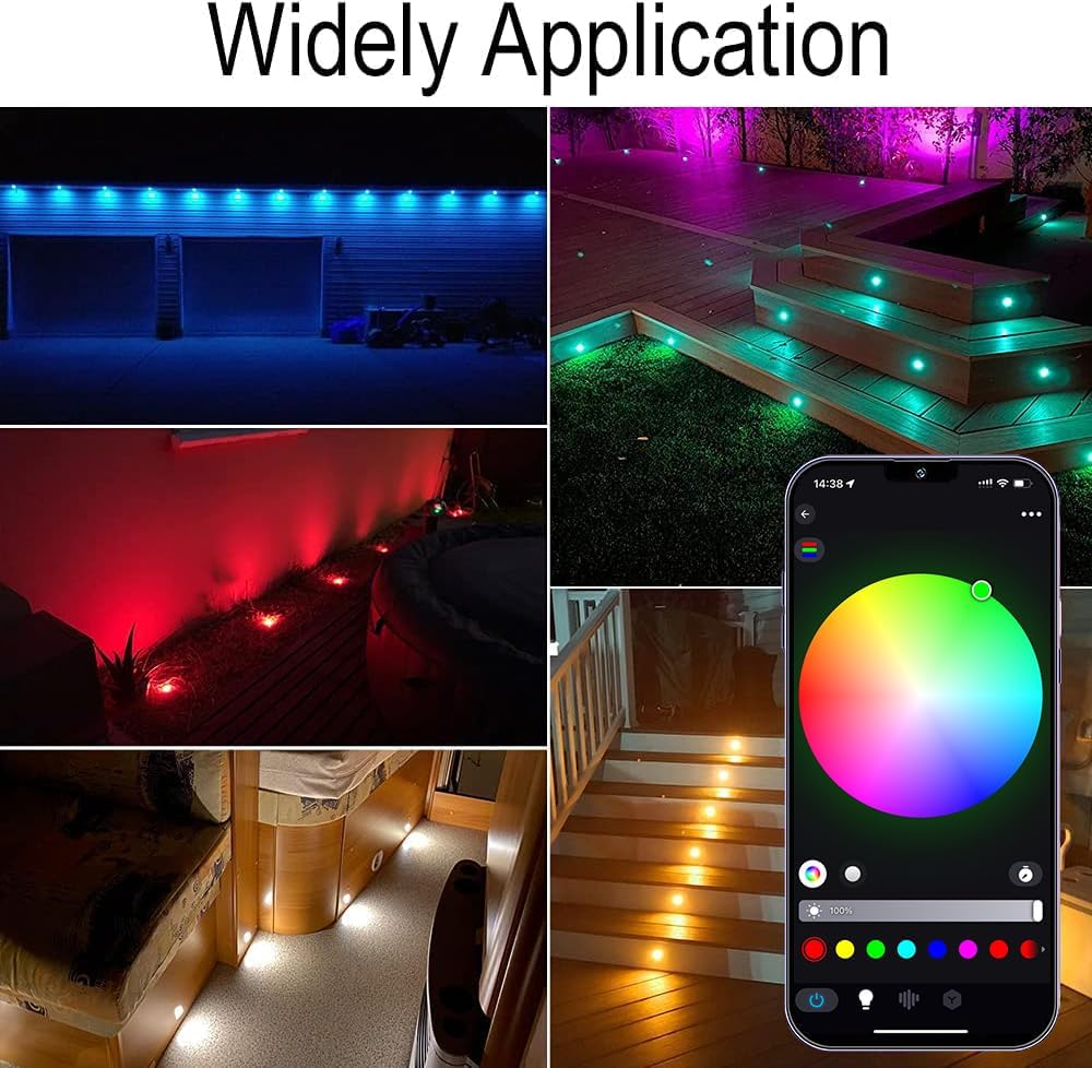 20er Terrasse Bodeneinbauleuchten-Set RGBWW mit App-Unterstützung, Rgbw + Wlan-controller, 20 pièces