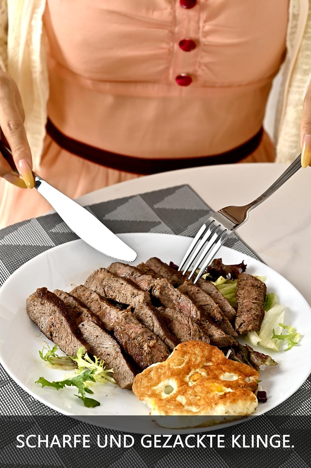 Besteckset für 6 Personen mit Steakmesser, 36 - teilig Silber