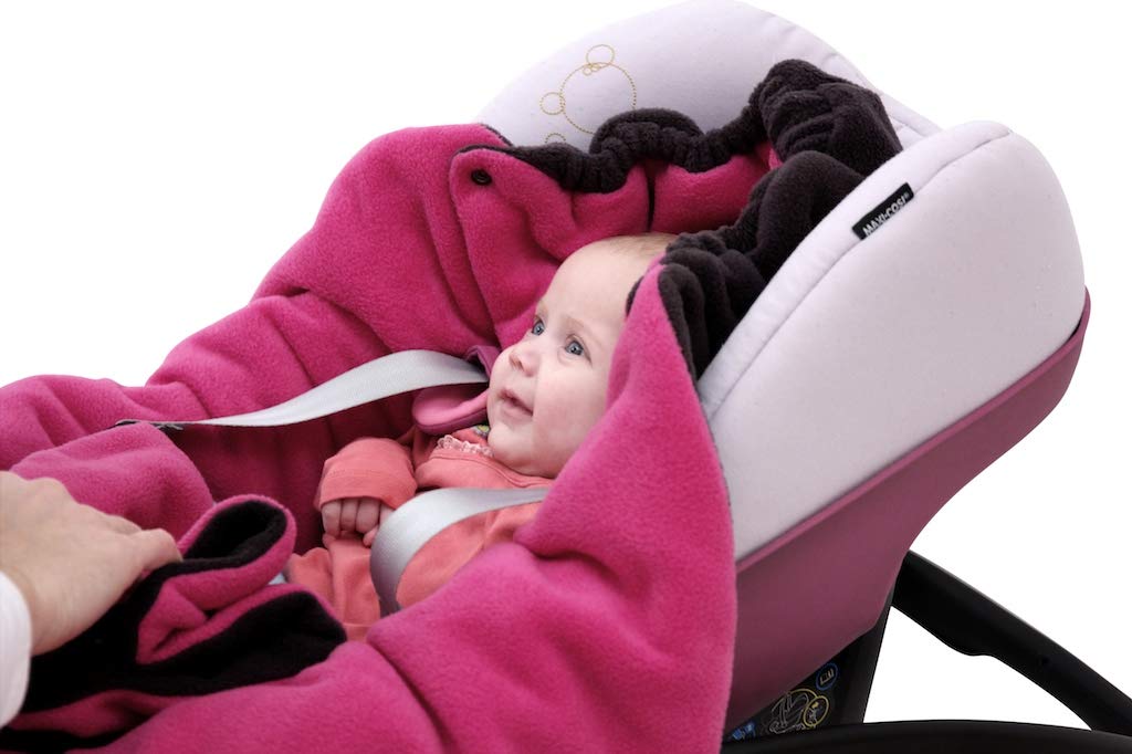 Baby Einschlagdecke für Babyschale, Velvet Dunkelgrau/Rosa