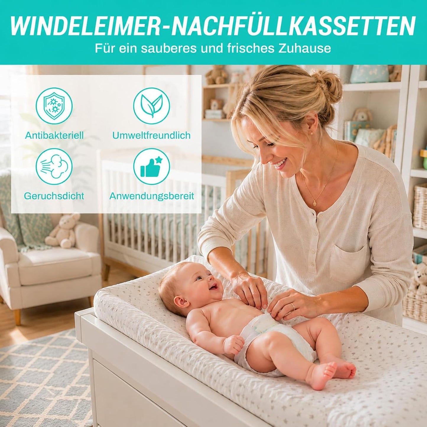 Nachfüllbeutel für Windeleimer (20 Stück), Seeblau,20 Stück