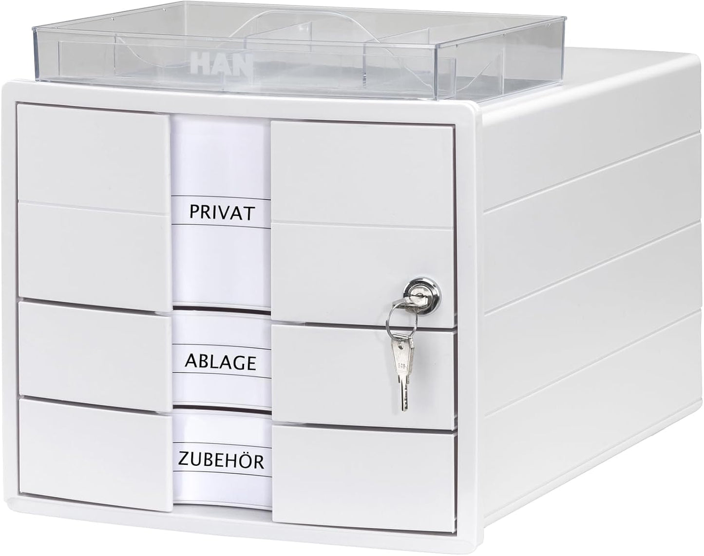 Schubladenbox Impuls 2.0, 3 Schubladen geschlossen + abschliessbar Weiss