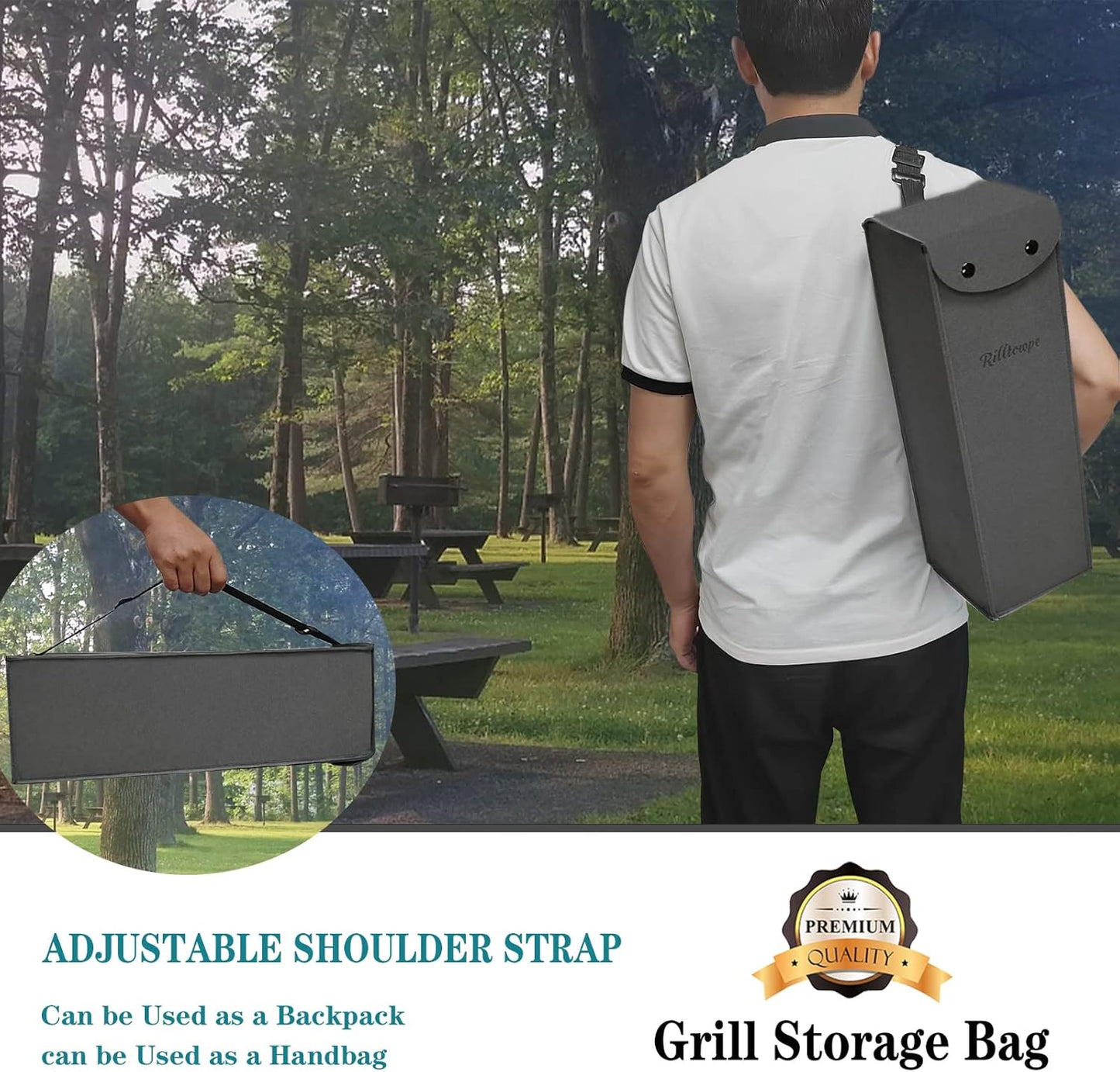 Grillwerkzeug-Aufbewahrungstasche, Dunkelgrau