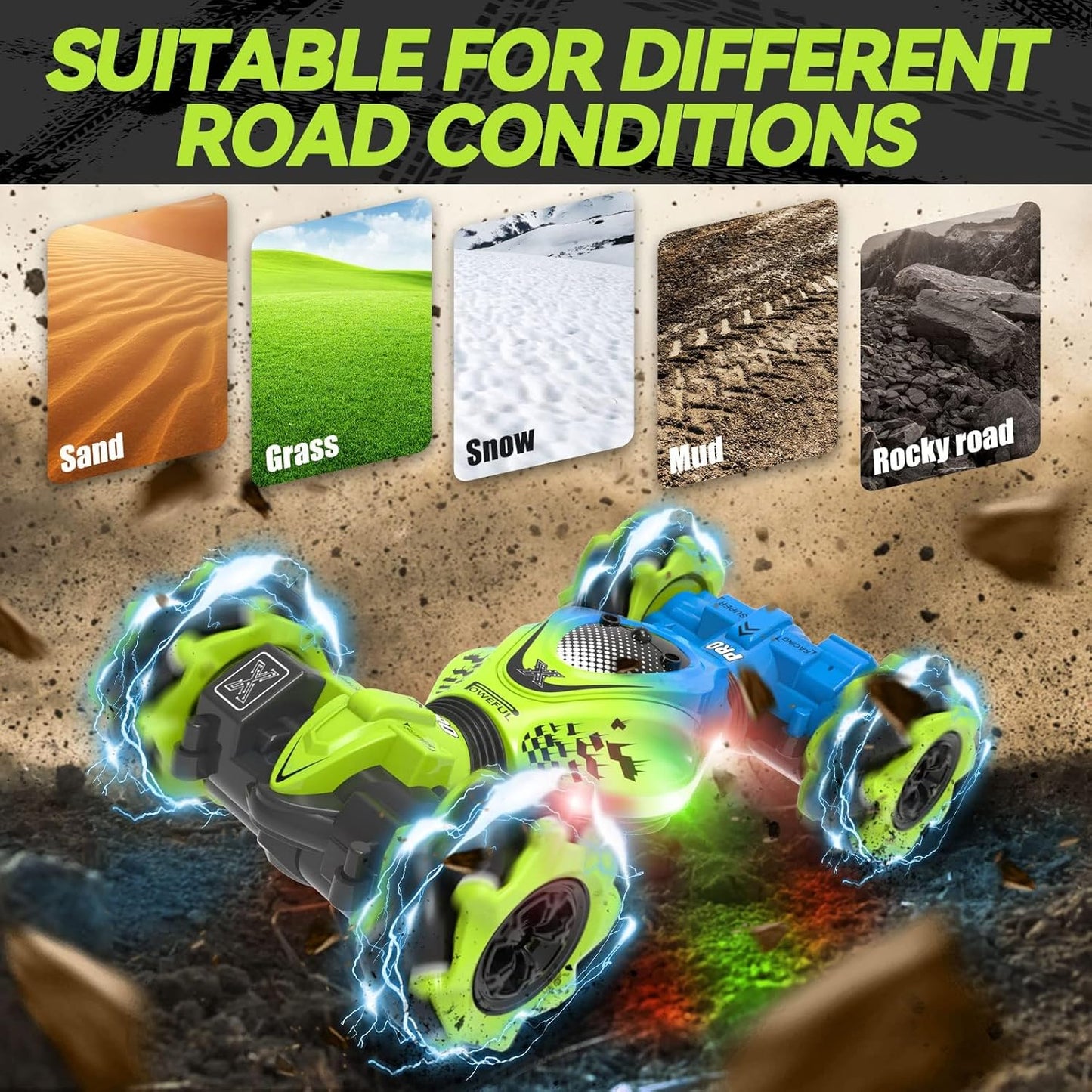 RC Stunt Car mit Handsteuerung, 4WD Offroad, #A Blau-grün Rc-stunt-auto
