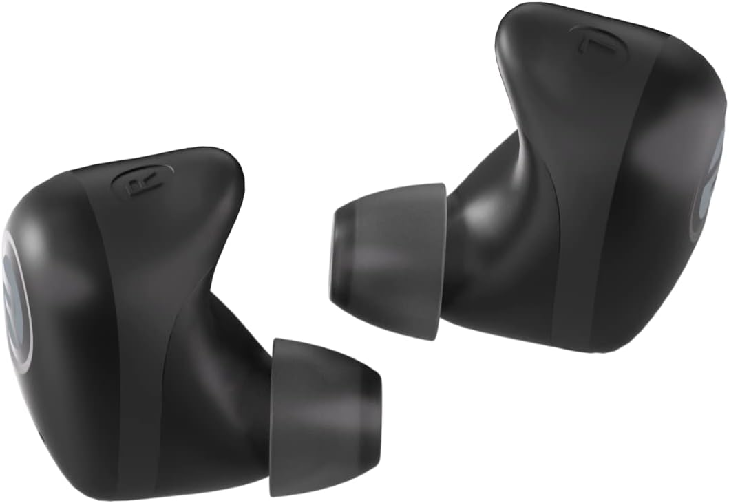 True Wireless Sport-Ohrhörer mit Mikrofon und Ladebox, Schwarz