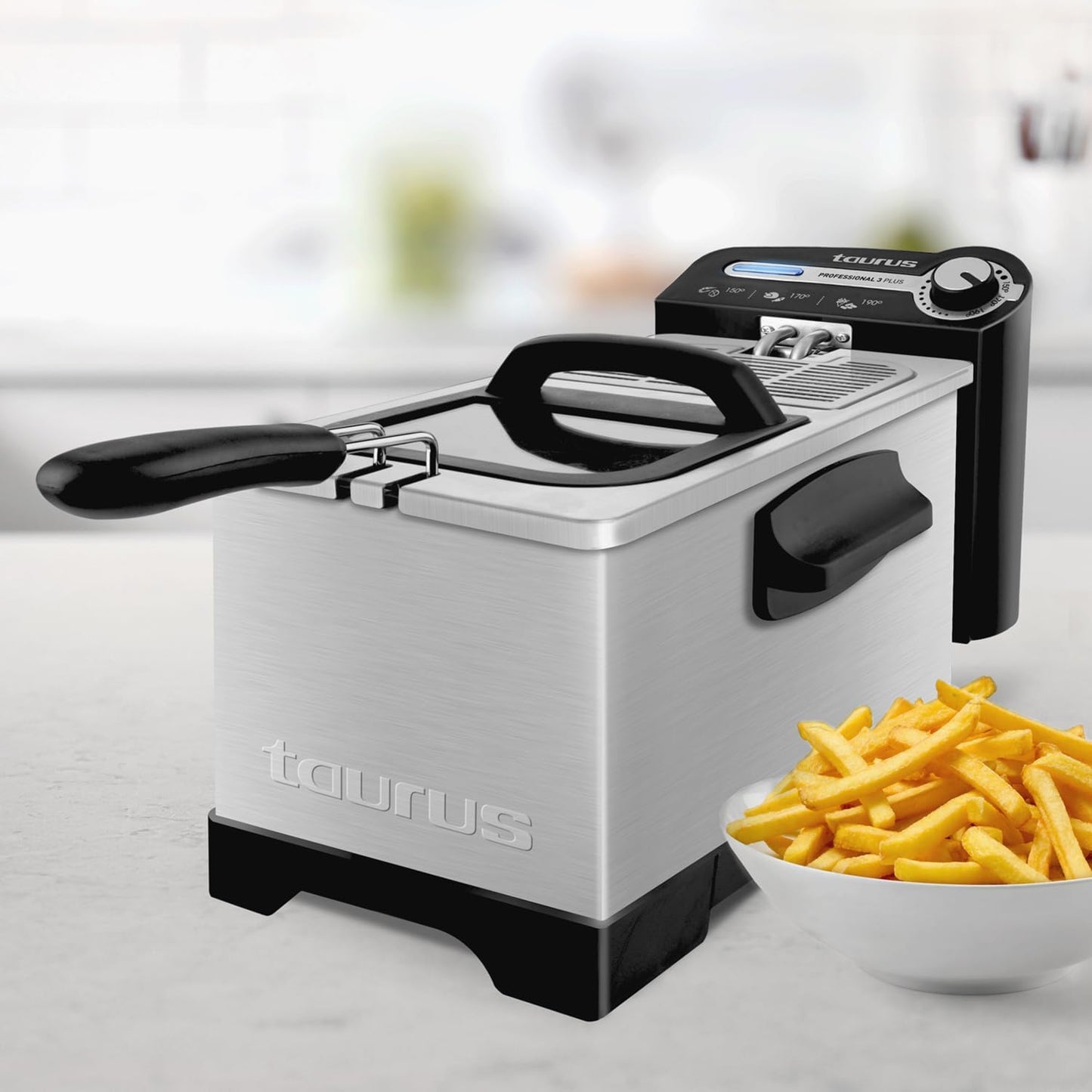 Ölfritteuse mit Ölfilter und Sichtfenster, 3L|Mit Sichtfenster