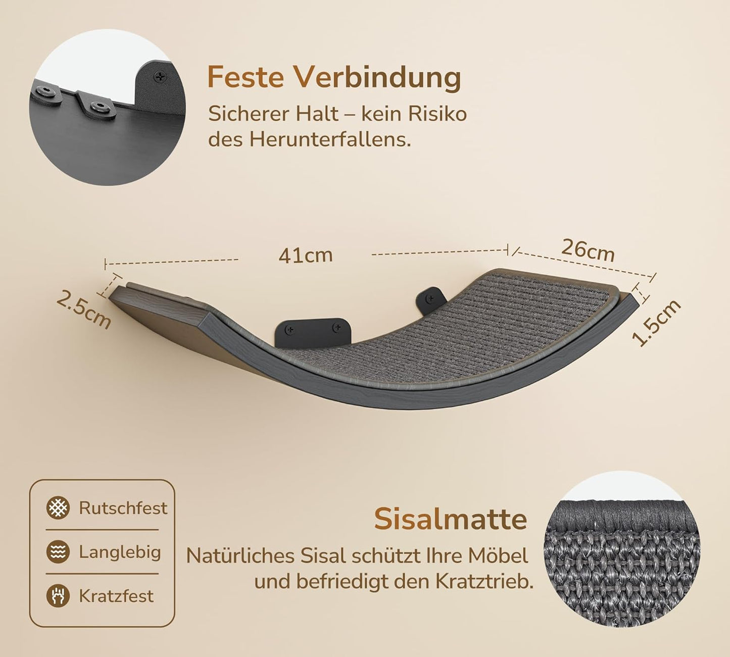 3er-Set Katzen-Kletterwand mit Treppen und Plattformen, Gray 2PC Pedal + 1PC Katze Wandregal