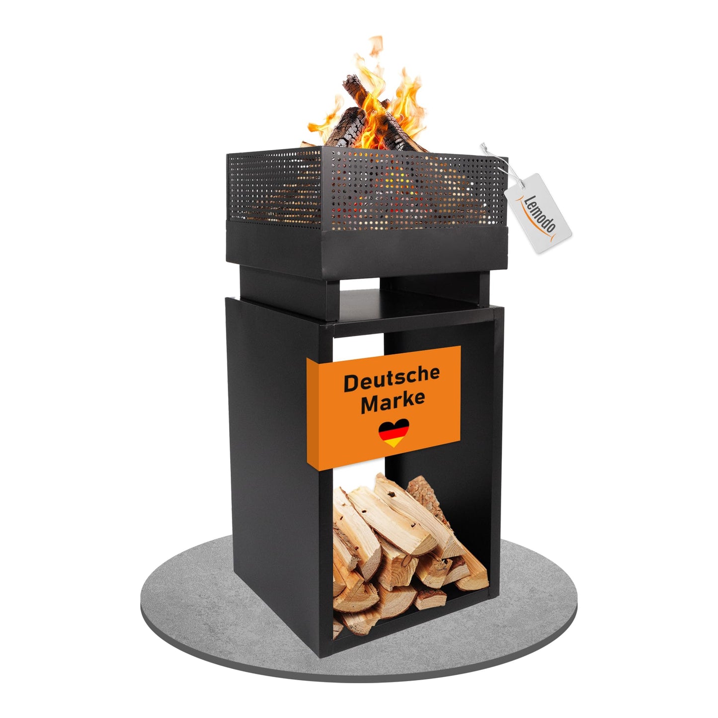 Feuerkorb mit Holzlager, Feuerkorb mit Holzlager