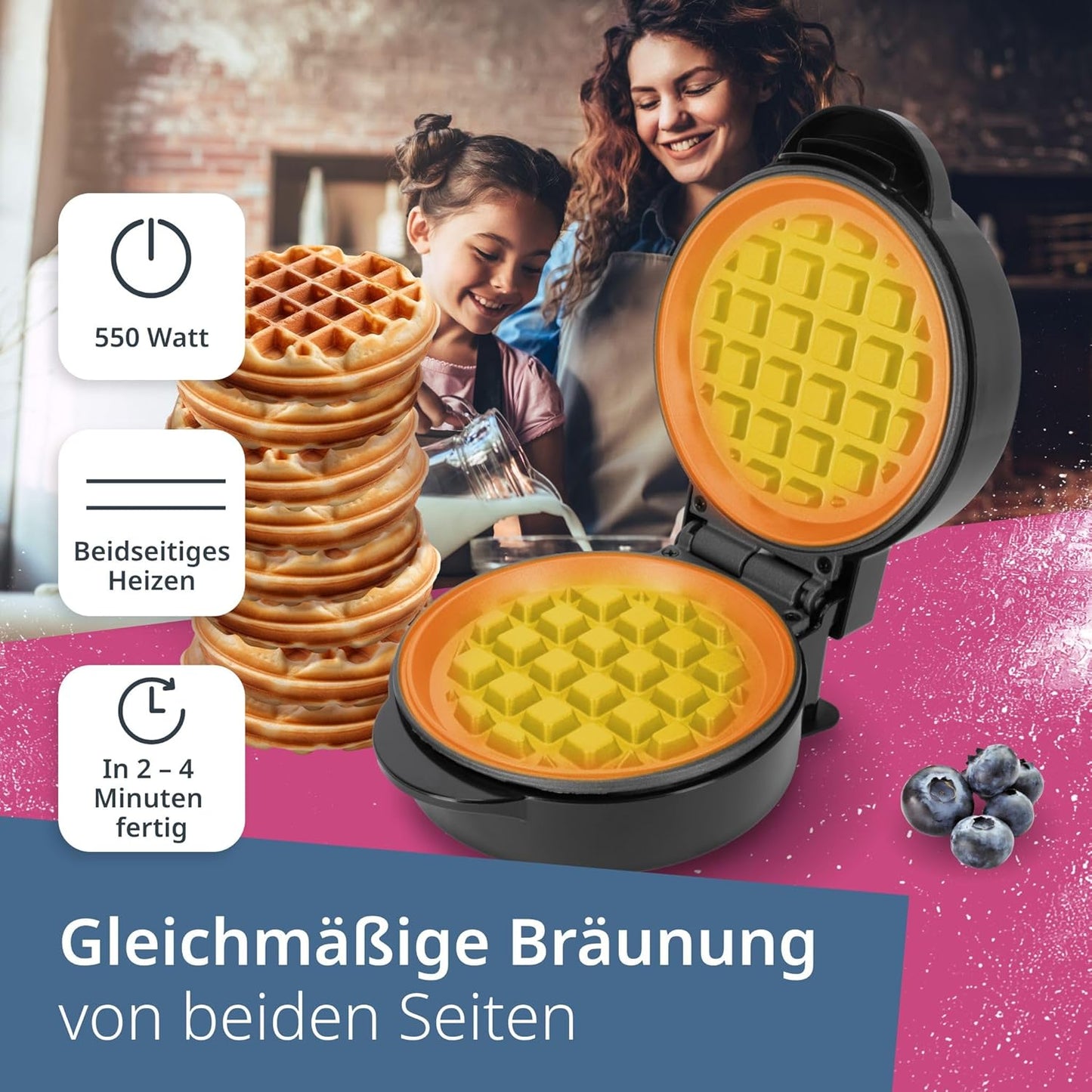 Rundes Mini-Waffeleisen, Runde Form