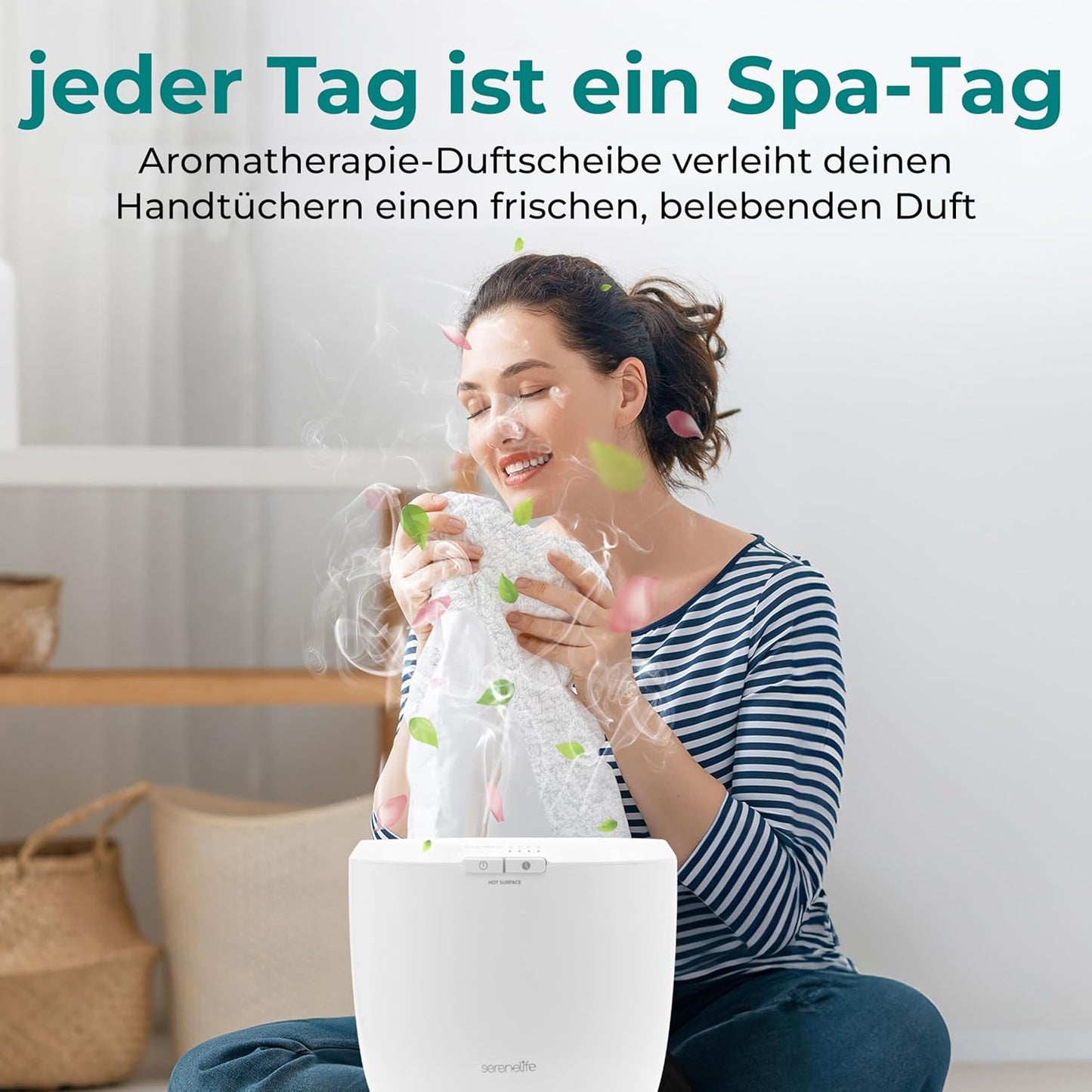 Elektrischer Handtuchwärmer, Braun Holzoptik
