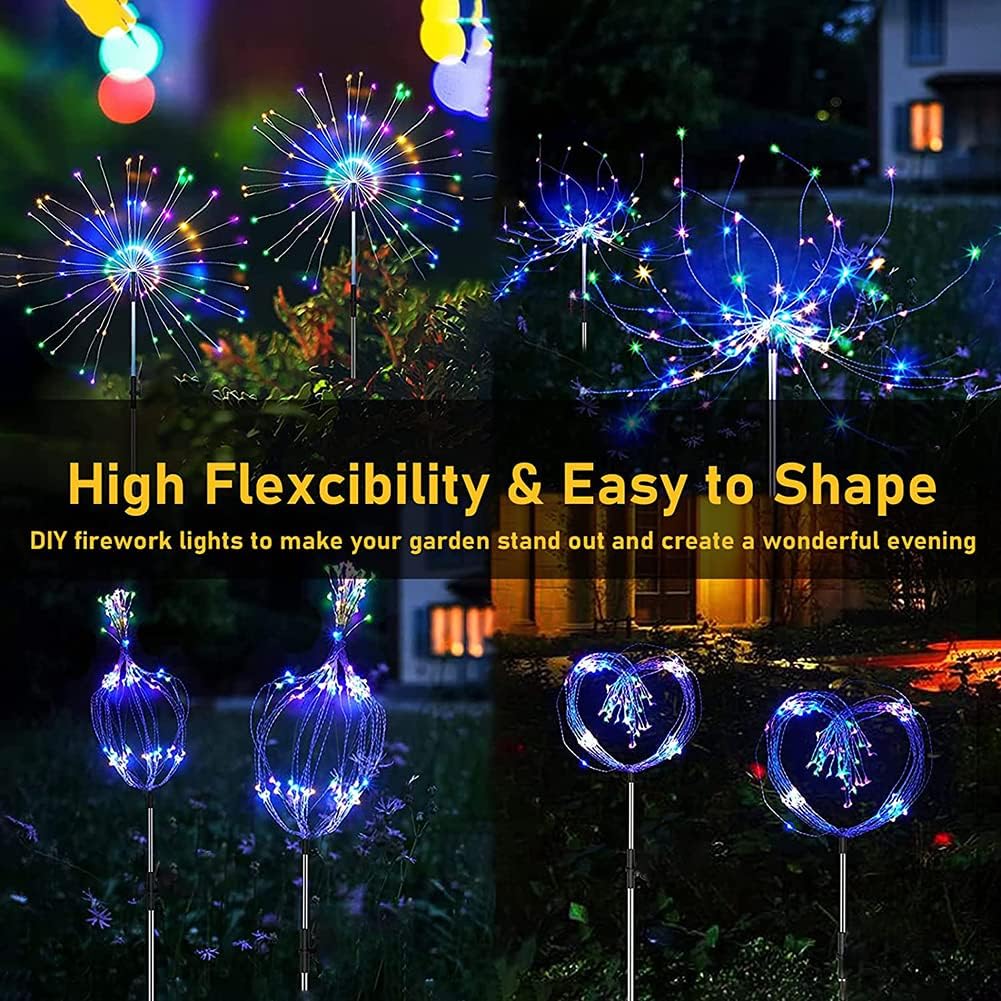 4er-Set Solar-Feuerwerk-Gartenleuchte, 4 X 120 Led Mehrfarbig