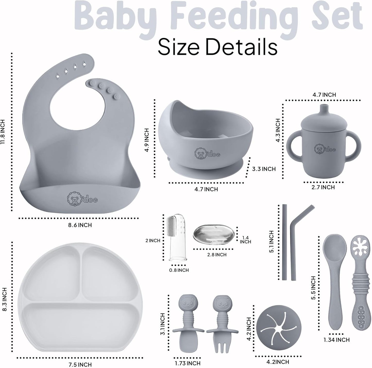 11-teiliges Baby Entwöhnungsset, V1: Essentials Set [11 Pieces] Grau