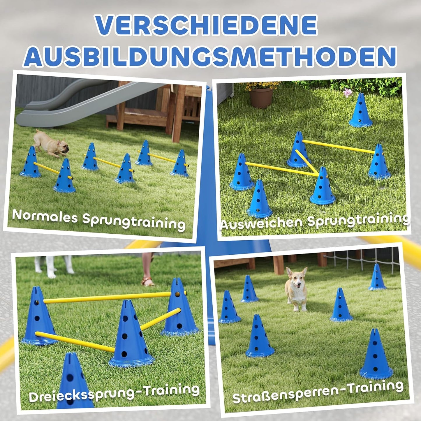 3-teiliges Agility-Trainingsset für Hunde, 3-teilig Blau