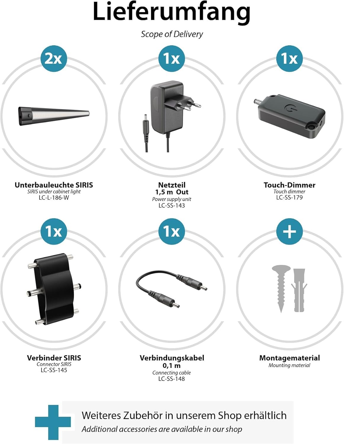 2er Set LED Unterbauleuchten mit Touch-Dimmer