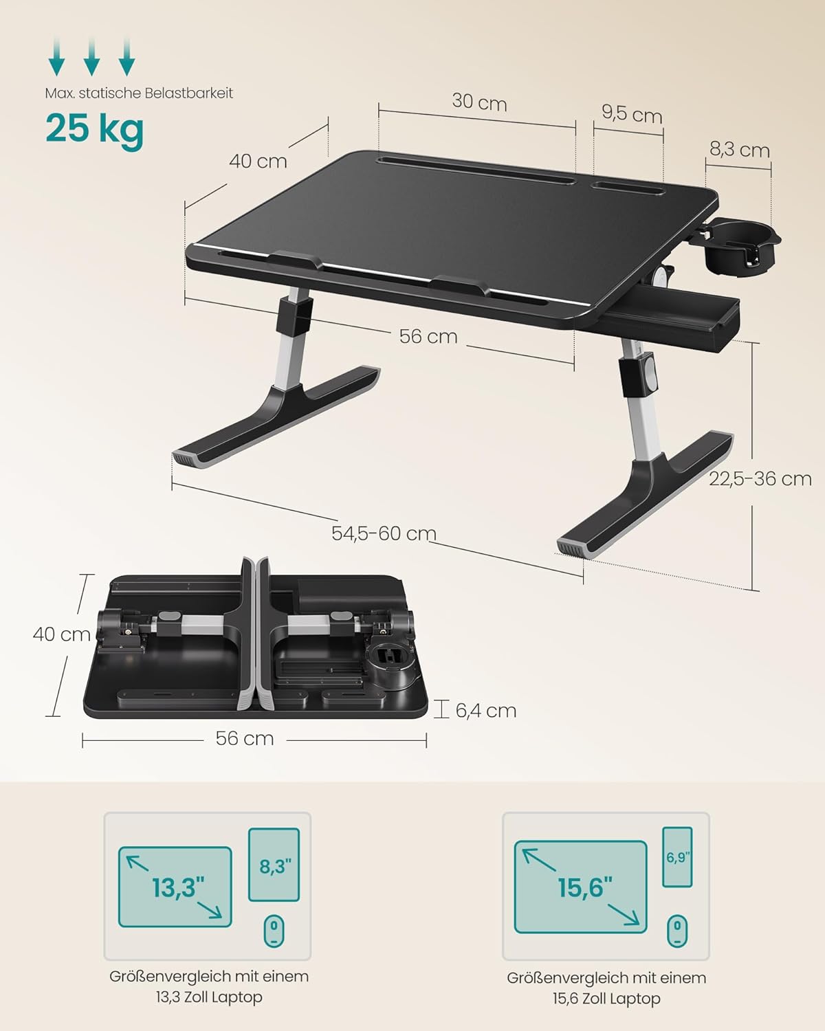 Laptoptisch mit höhenverstellbarer Tischplatte