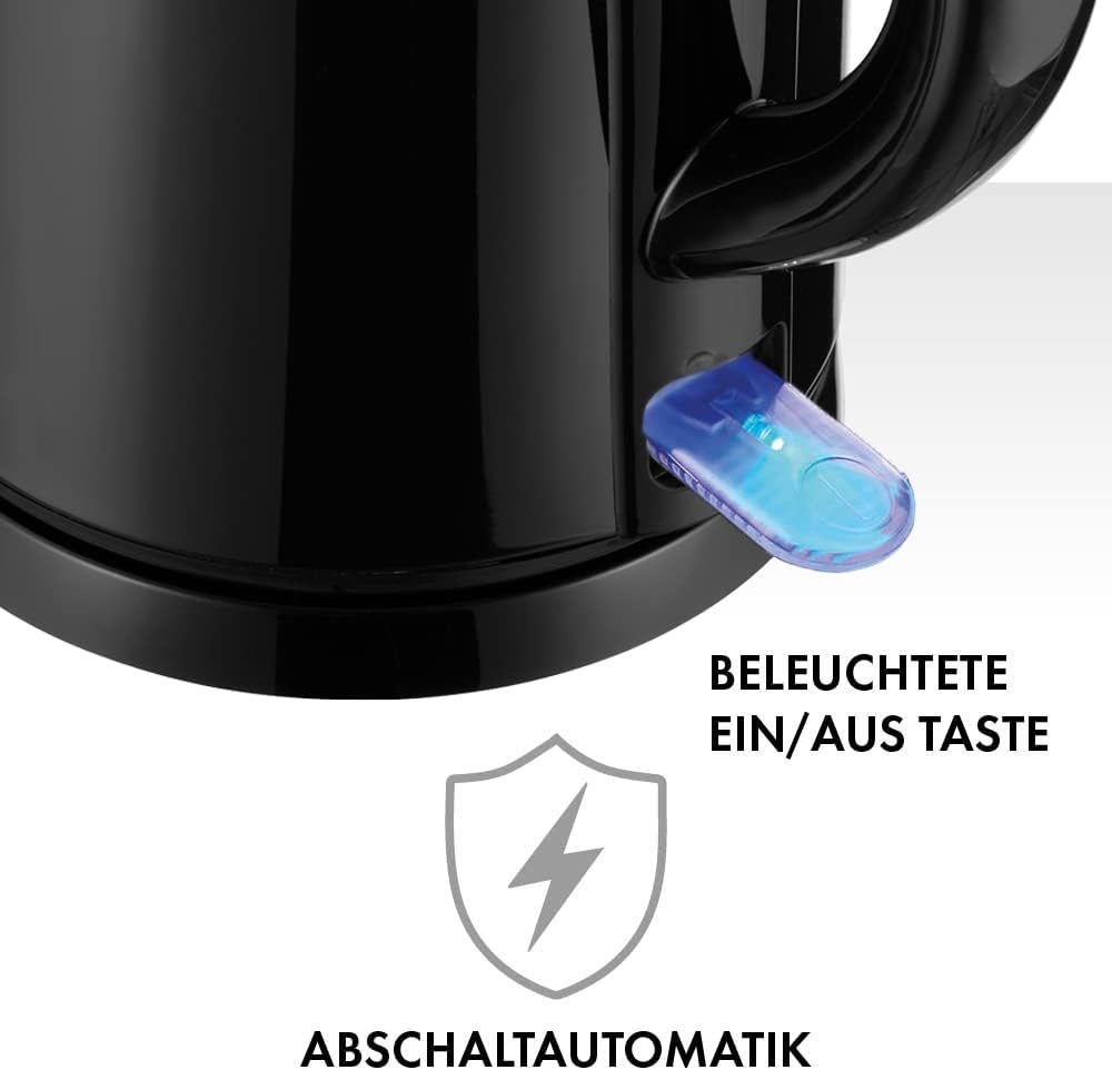 Wasserkocher mit herausnehmbarem Kalkfilter, Schwarz