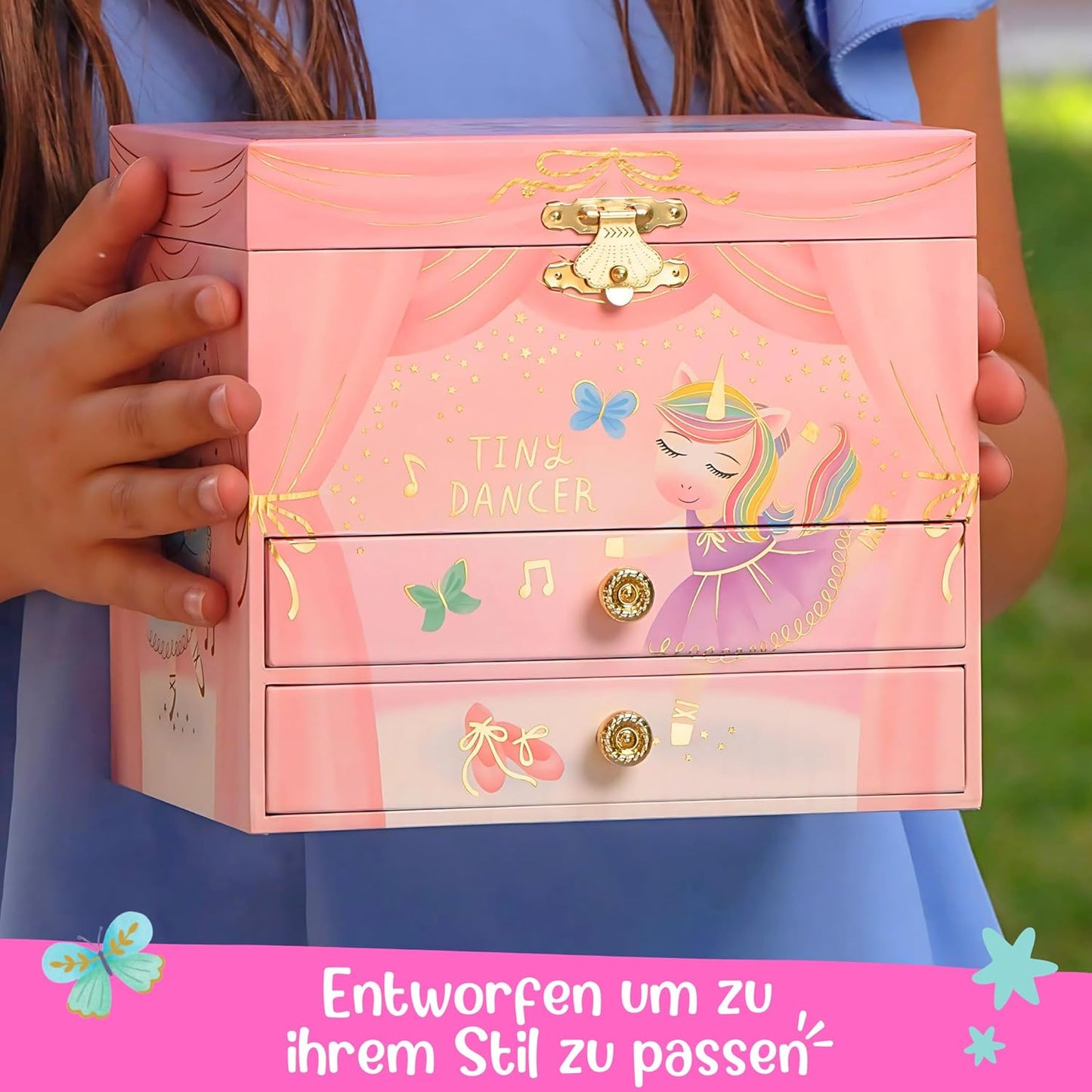 Schmuckschatulle mit Spieluhr & Spiegel für Kinder, Tiertänzer
