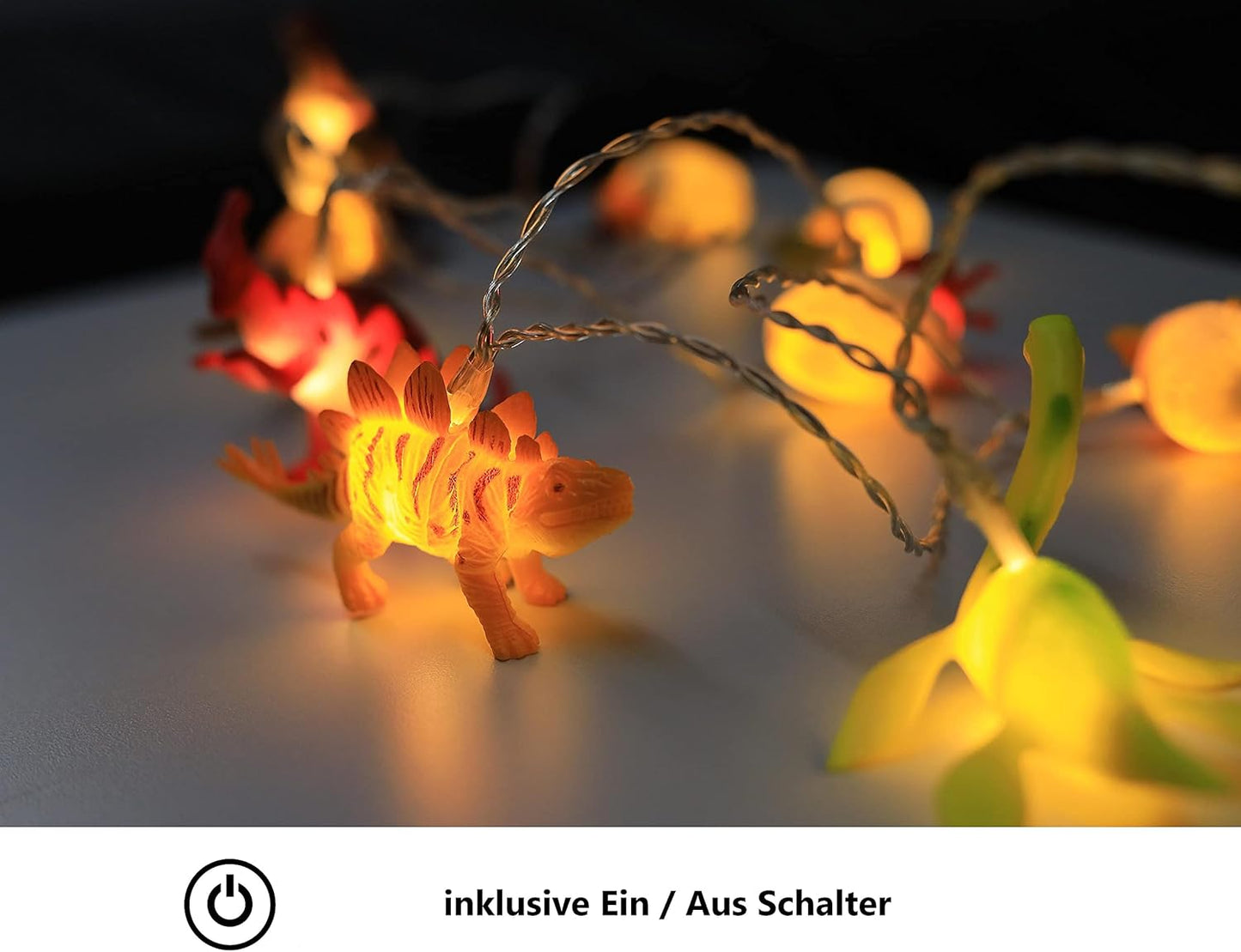 Dino Lichterkette, Stecker - 12 Dinos - Schalter